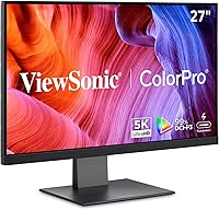 Vista 1 de ViewSonic VP2788-5K 27" 5K Mac-Ready Monitor with 100% sRGB, 99% DCI-P3, Pantone Validated, Advanced Ergonomics, Thunderbolt 4, USB Hub, HDMI, and