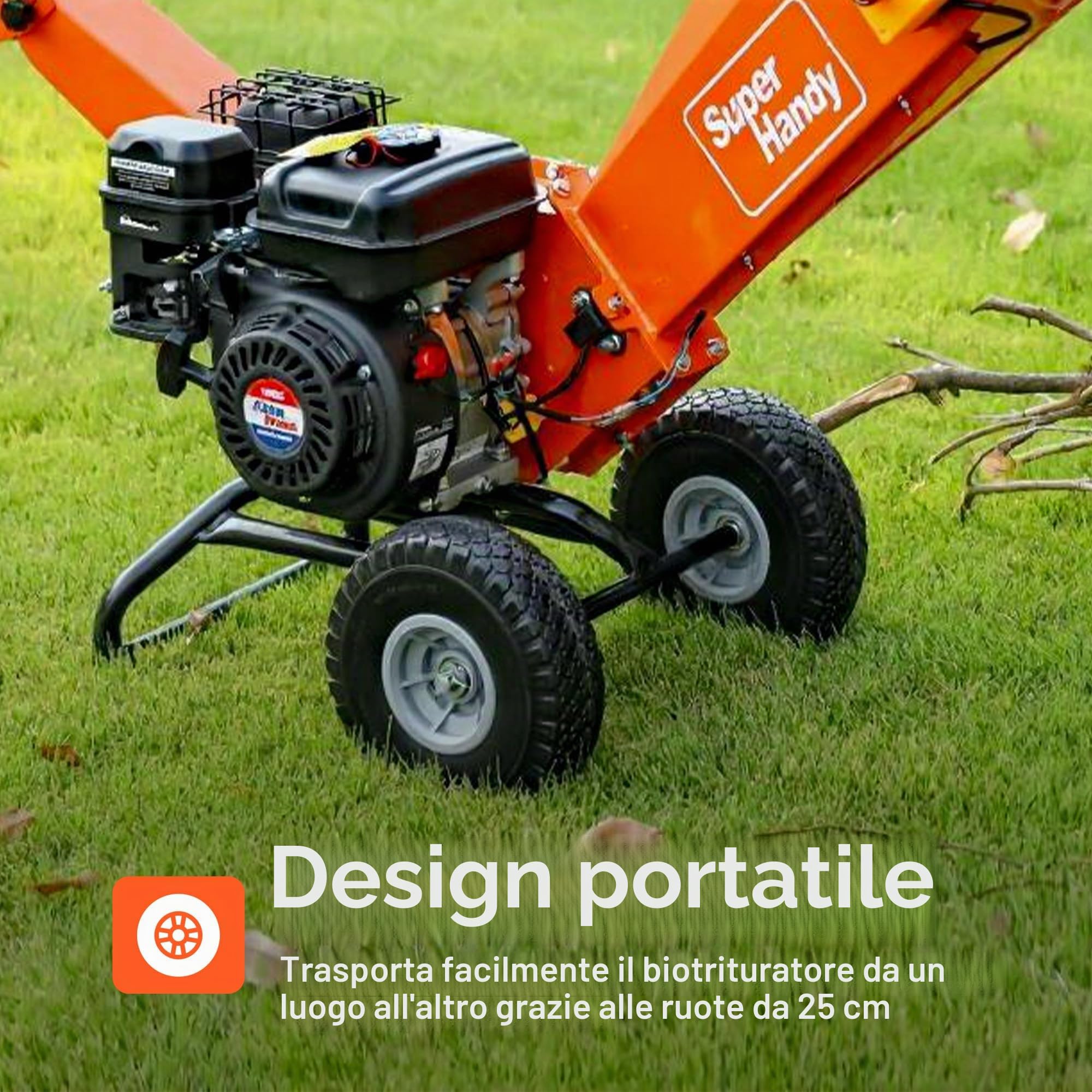 Trituratore cippatore SuperHandy Motore da 7 HP Design del gruppo rotore compatto e per impieghi gravosi Capacità massima di 3 pollici per la prevenzione e la costruzione di incendi