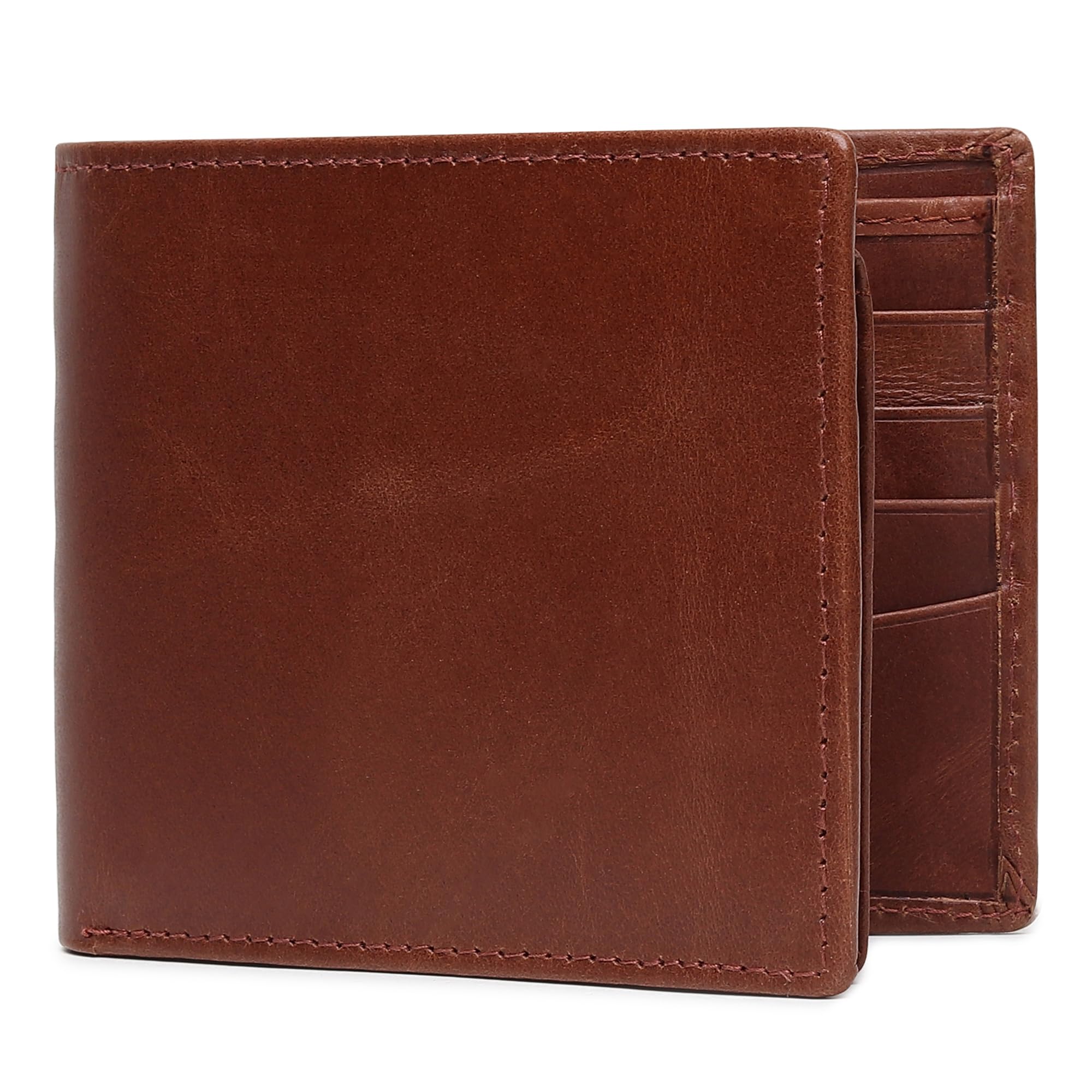 Wild Edge 100% Genuine Hunter Leather, RFID Blocking, Bifold Wallet, Thin & Stylish with ID Window Tan Colour, Secure, Durable Extra Capacity with 9