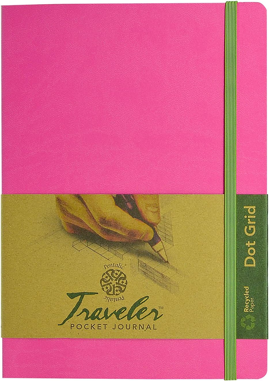 Pentalic 6" x 8" Pocket Dot Grid Traveler Journal, 160 Pages, Bright Pink