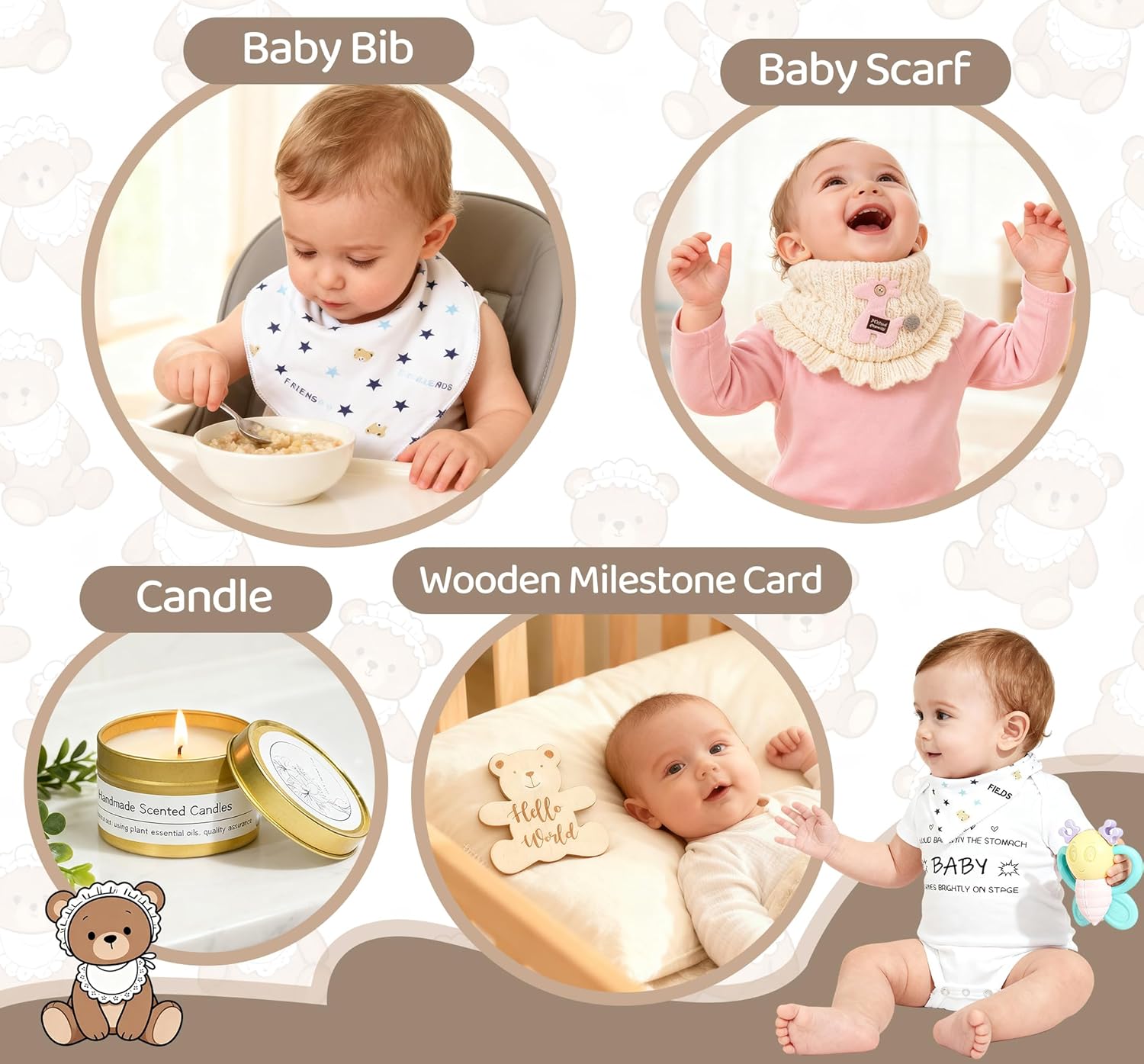 New Mom Gifts for Women, 17pcs Gender Reveal Gifts for New Parent, Baby Shower Gifts for Expecting Mom to Be, Postpartum Essentials After Baby Basket, Baby Swaddle Blanket Rattle Gift Set