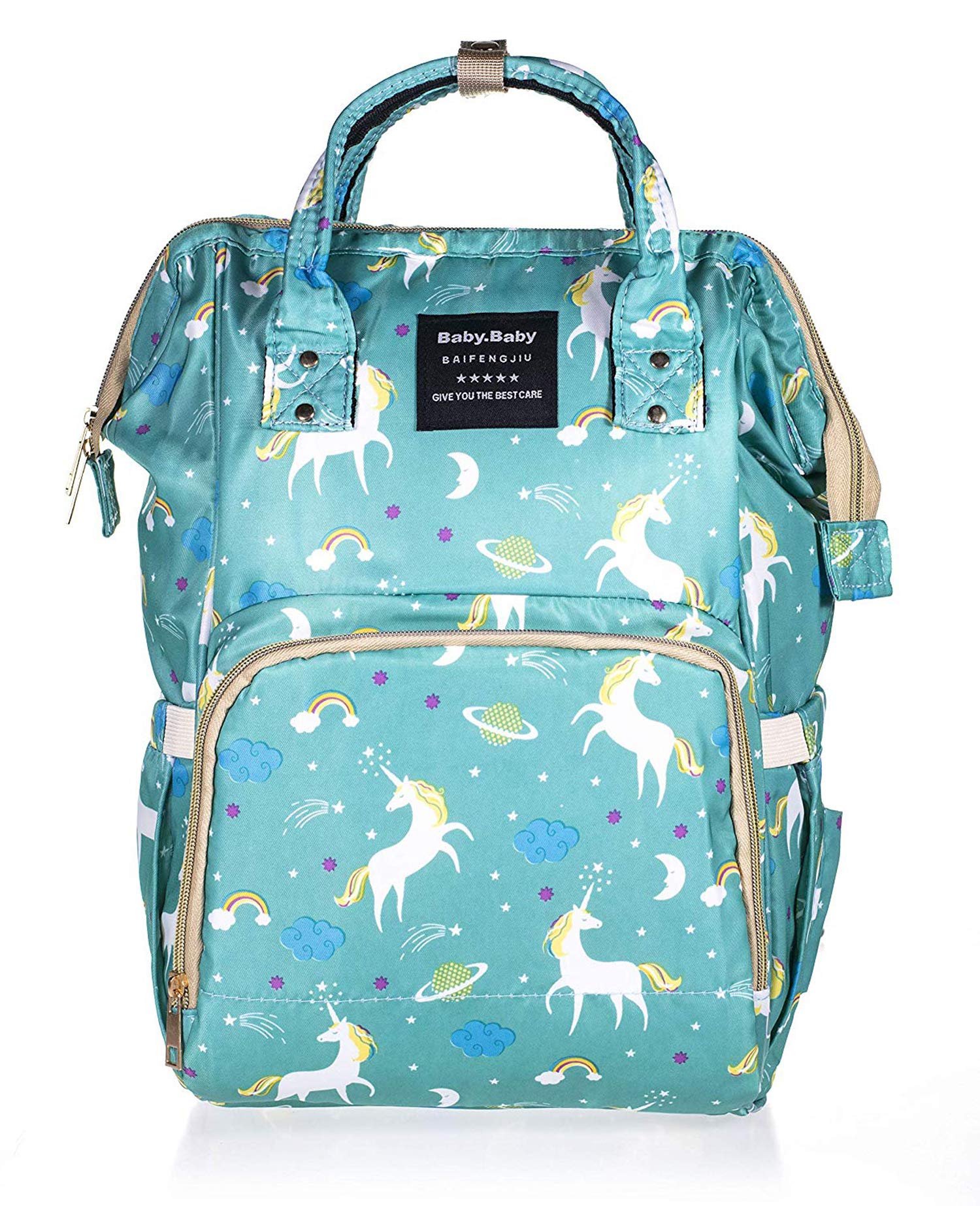 House of Quirk Baby Diaper Bag Maternity Backpack (Green Unicorn)-picture-19