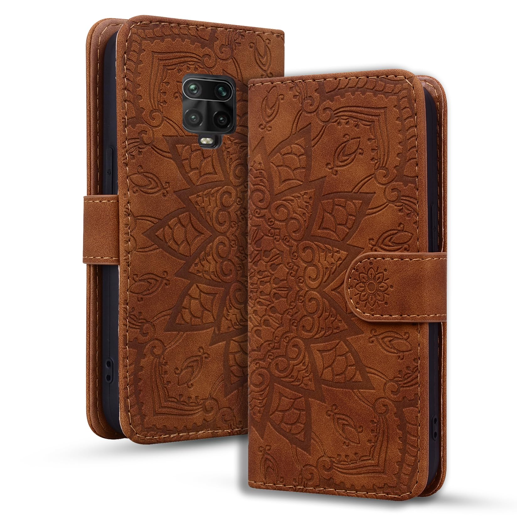 Rosbtib Mobile Case for Xiaomi Redmi Note 9S/ Note 9 Pro Premium PU Leather Case with Magnetic Closure Stand Function Flip Cover Mandala Embossing Xiaomi Redmi Note 9S/ Note 9 Pro
