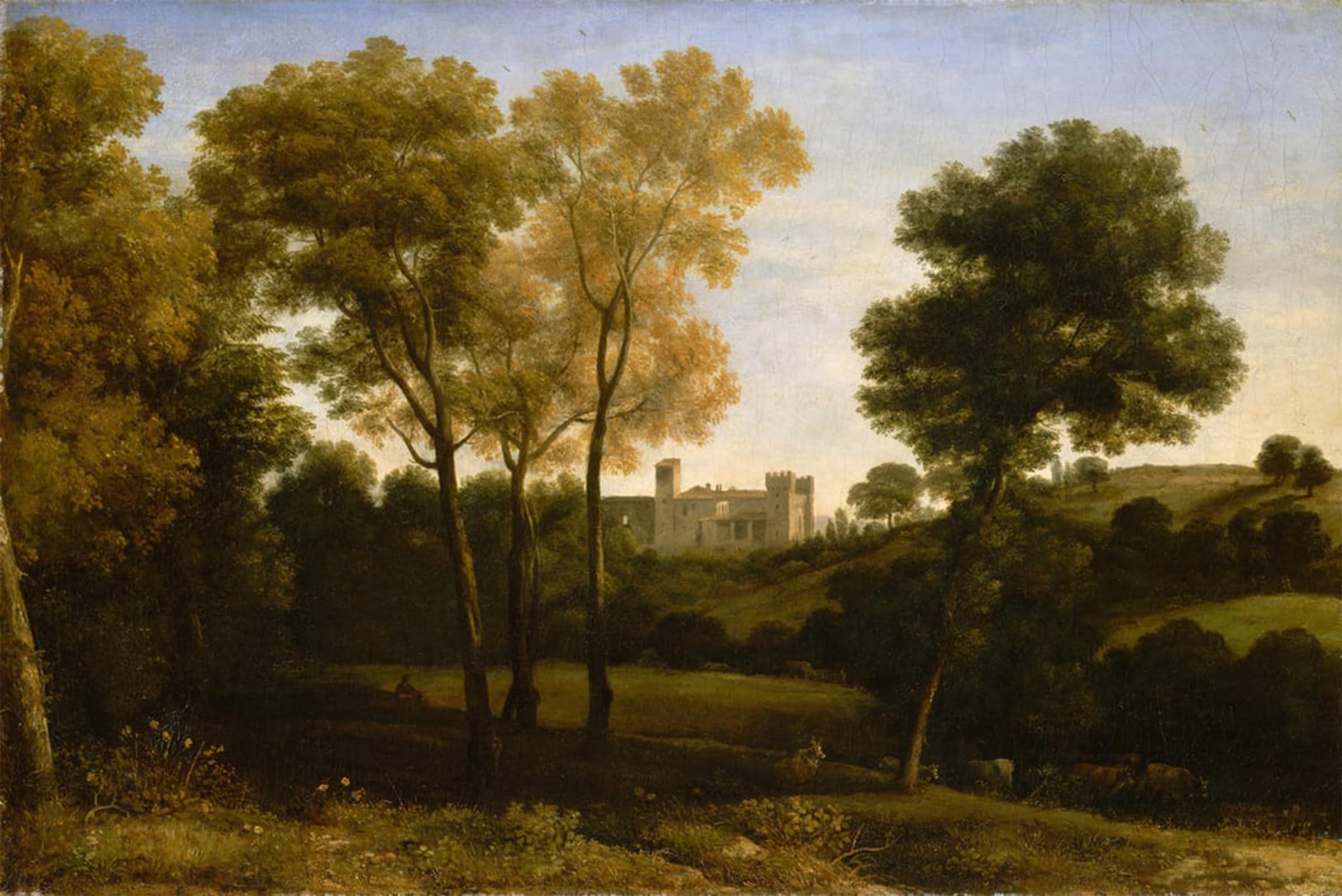 POSTERIIk Vintage Art Print Images Pictures Print View of La Crescenza by Claude Lorrain Modern Colour Posters for Office Home Decor 60x90cm