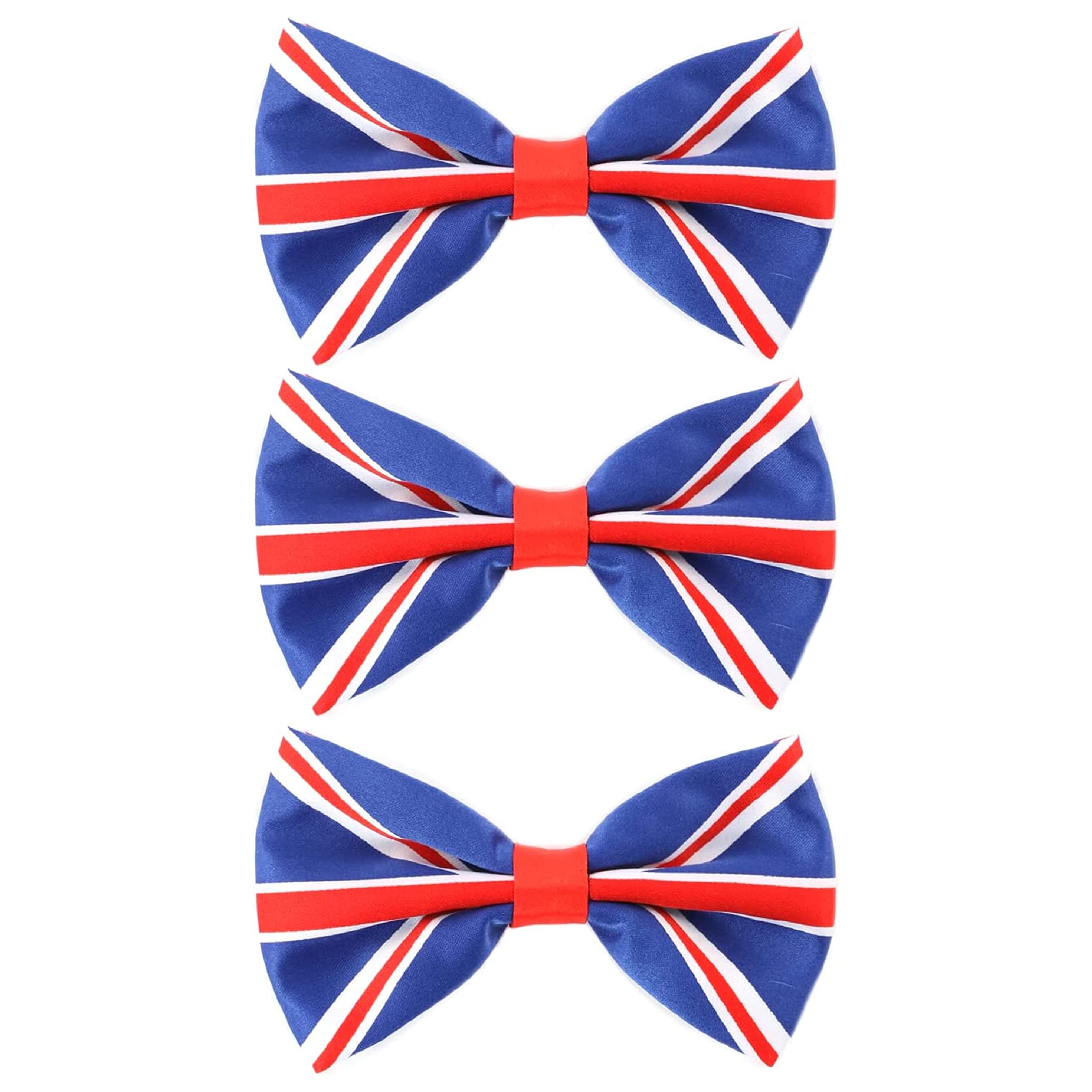 I LOVE FANCY DRESS Union Jack Bowtie - Pack of 3 - British Union Jack Flag Bowtie - VE Day, Queen's Jubilee, British Events