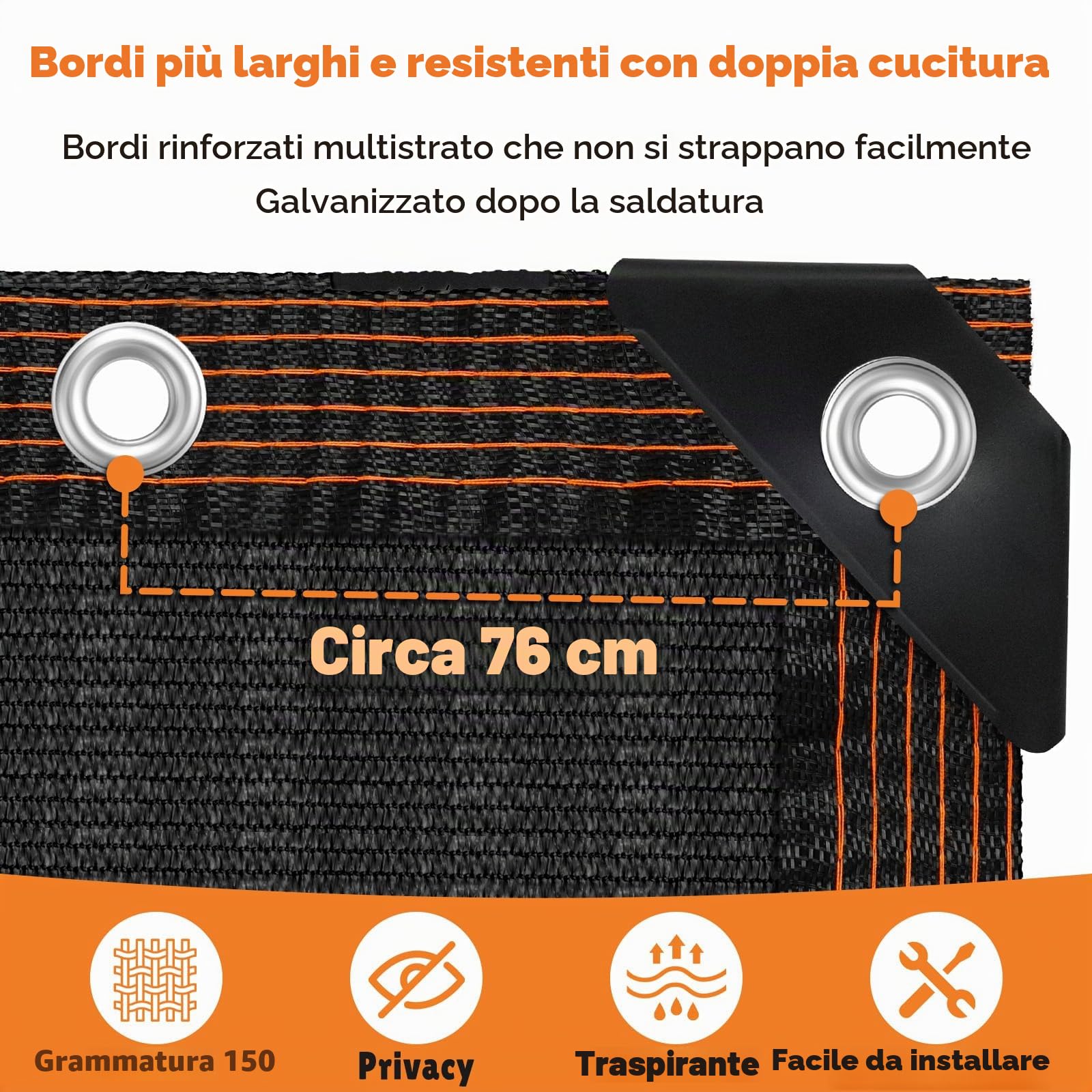 NZQXJXZ Telo Frangivista Recinzione Giardino per Balcone, Patio, 1.8x15m | Rete Ombreggiante Antivento in Polietilene, Telo Oscurante Esterno con Fori e Fascette, Resistente ai Raggi UV e Strappi