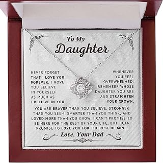 Daughter Gifts From Dad - To My Daughter Necklace From Dad, Believe In Yourself Love Knot Necklace Gifts For Daughter On Birthday Gifts For Daughter, Father Daughter Gifts Christmas Graduation Valentine Idea Gifts
