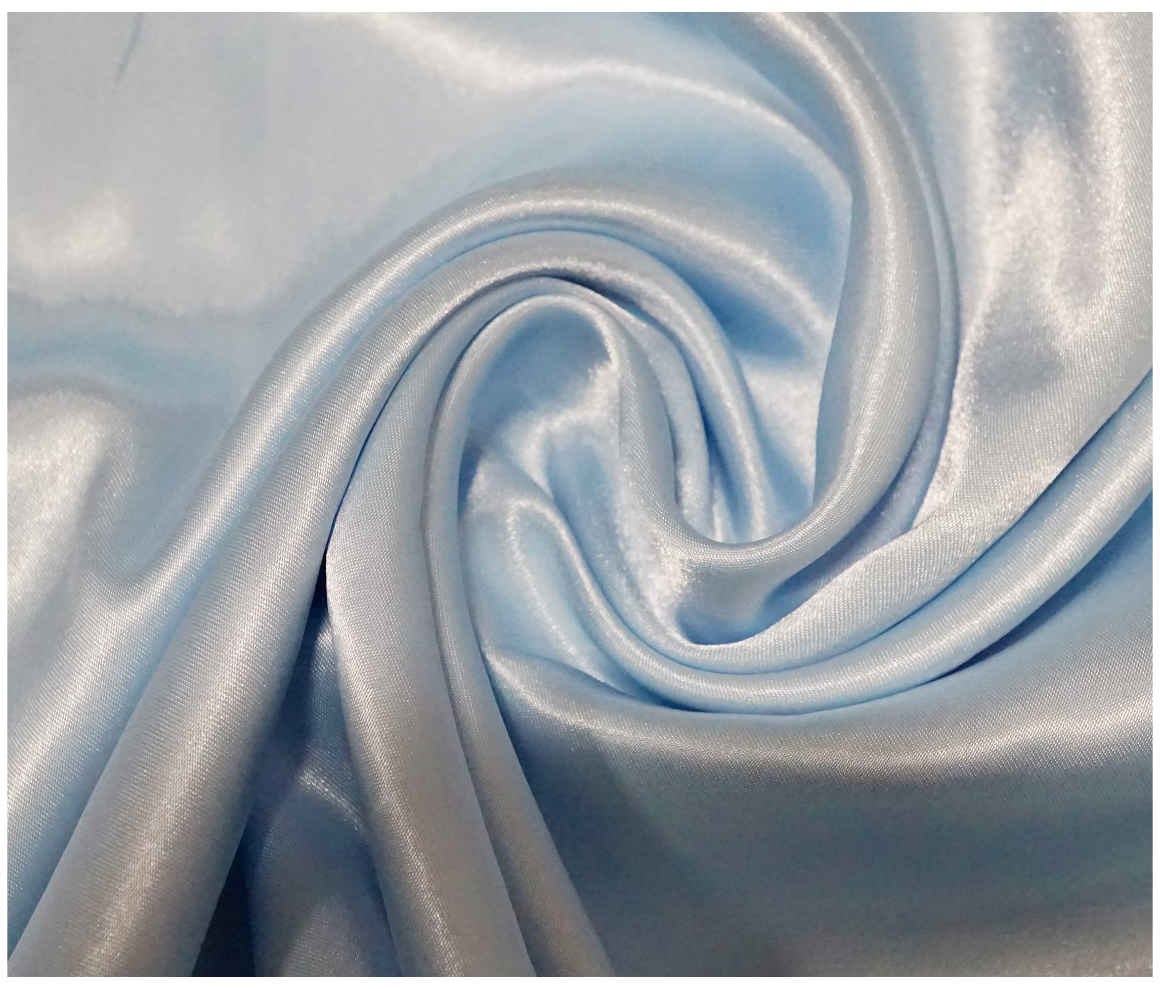 Silky Satin Polyester Fabric for Dressmaking Wedding Crafts Quilting Sewing 150cm Wide (500 x 150cm / 197" x 60", Light Blue)