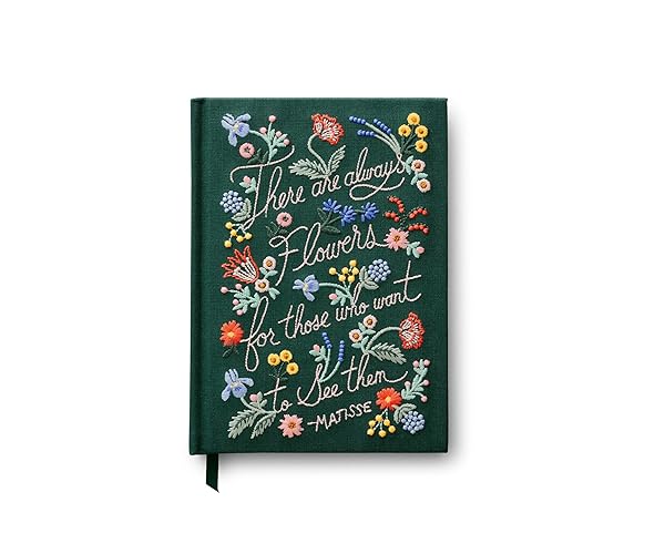 RIFLE PAPER CO. There Are Always Flowers Embroidered Journal | 240 Ruled Pages, Cloth Cover with Floral Embroidery & Grosgrain Ribbon Bookmark, Lay-Flat Binding, 8" L x 5.75" W - There Are Always Flowers