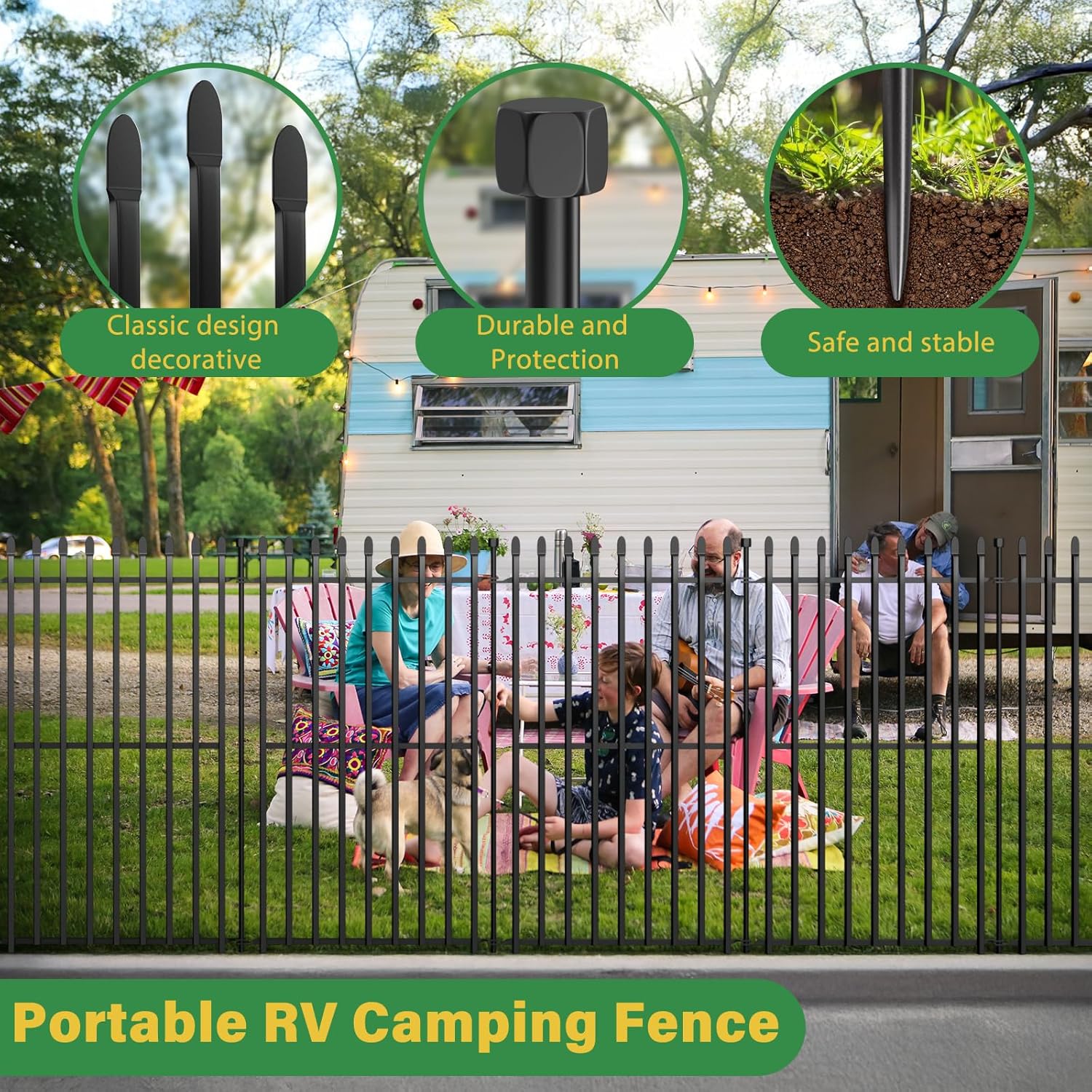 10 Panels No Dig Decorative Garden Fence, 32in(H)×22ft(L) Heavy-Duty Rustproof Metal Panels, Outdoor Dog Barrier for Yard & Patio, Landscape, Border| Portable Temporary Fencing