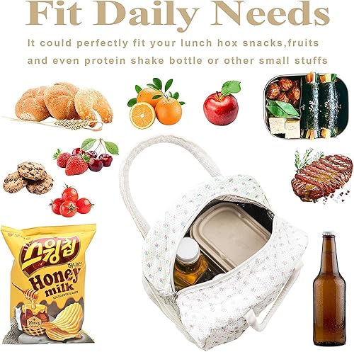 Miniatura 5 de Bonita lonchera para mujer, bolsa de almuerzo aislada, bolsa de almuerzo acolchada reutilizable, bolsa térmica estética para adultos, trabajo,
