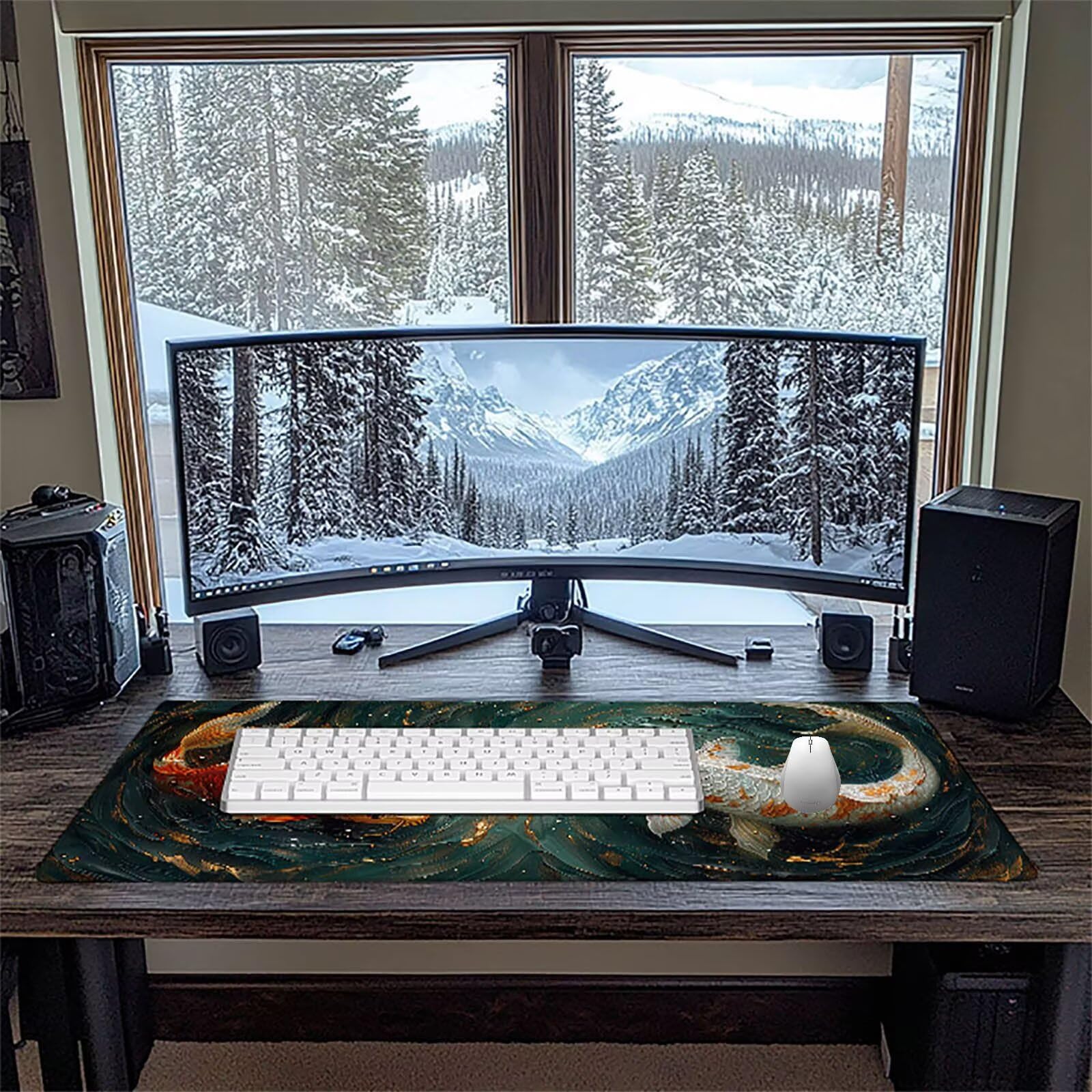 Pescare Tappetino Mouse Gaming xxl 1000 x 500 mm, Tappetino Scrivania Rosso Con Bordi Cuciti, Presa Stabile su Superfici Lisce, Impermeabile Antiscivolo Mouse Pad per Gaming Accessori Regalo j2-241