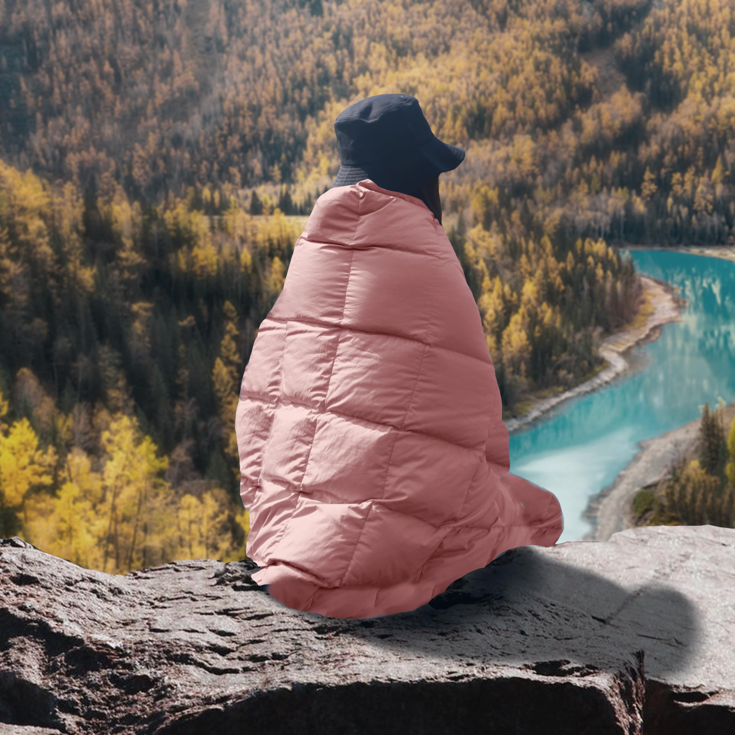 Get Out Gear Couverture de camping en duvet – Couverture d'extérieur légère et pliable en duvet 650 – Couverture compacte, imperméable et chaude pour camping, randonnée, voyage, hamac