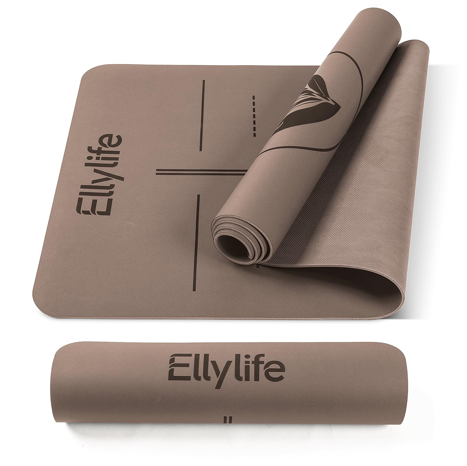 Ellylife Yogamatte aus ECO Naturkautschuk & Hautfreundliches Matt-PU, Extrem Rutschfest, Einzigartiges Design, Inklusive Tragegurt, Nachhaltige, für Reise, Pilates, Yoga, Fitness