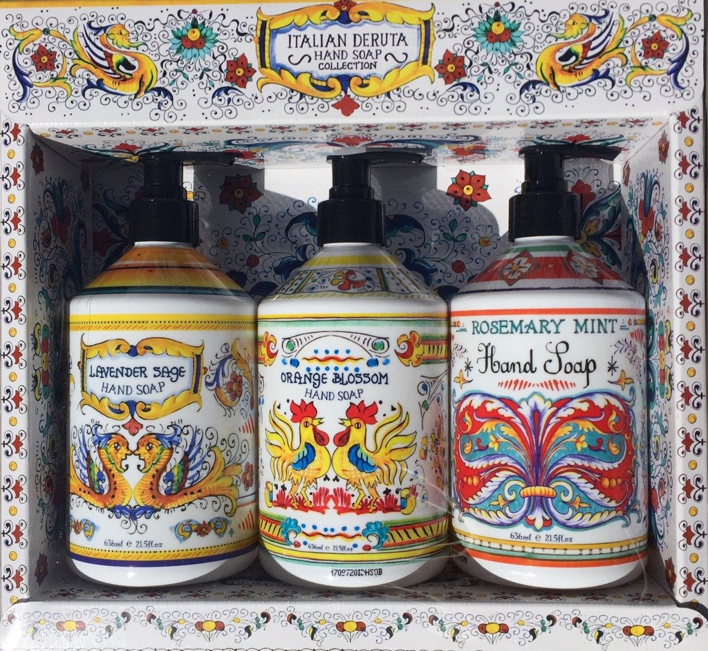 Buy Italian Deruta Set of 3 Hand Wash 21.5 oz Liquid Soap Pump Orange