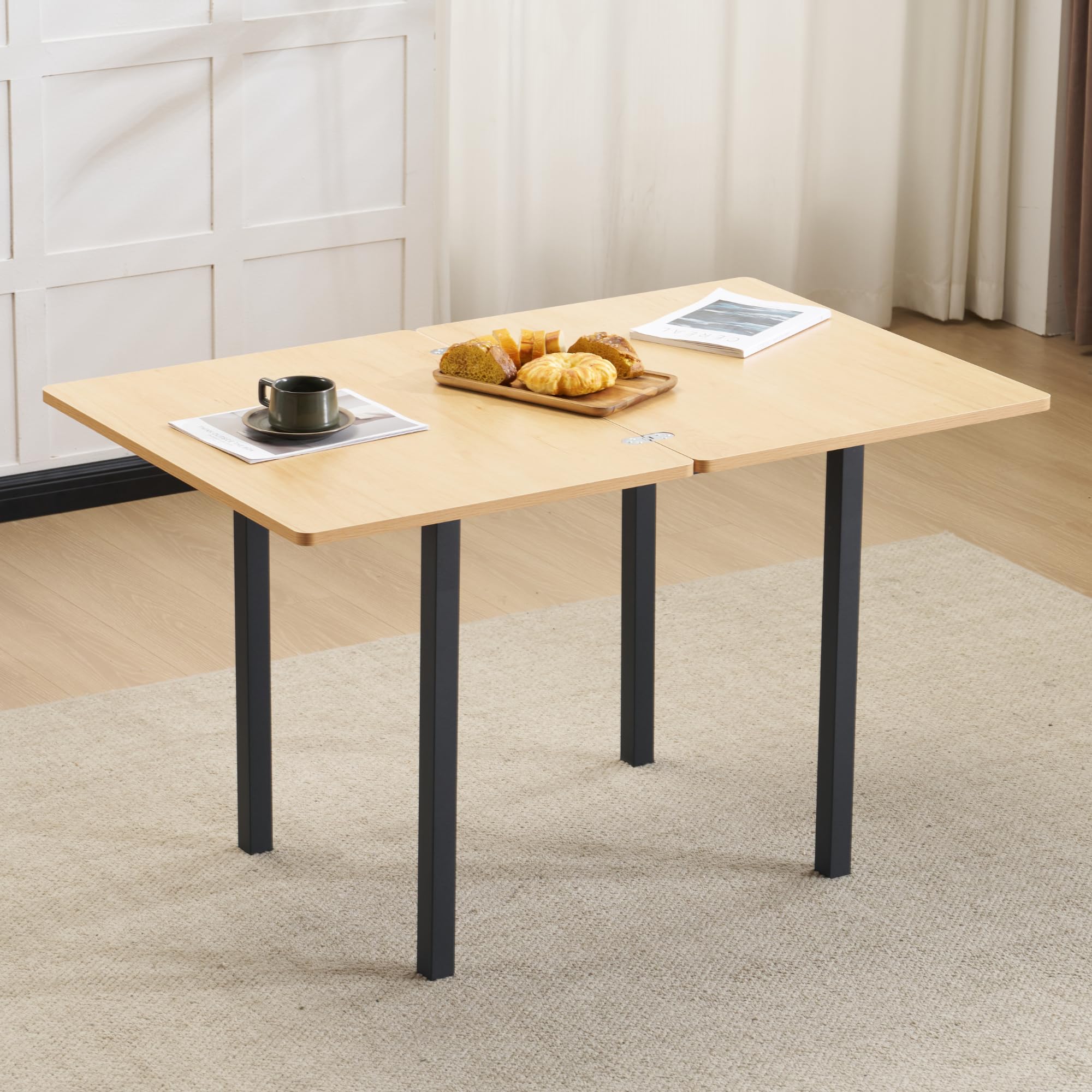 Amazon.co.jp: JvFun ダイニングテーブル 天板が広げる 幅75-120cm 4人