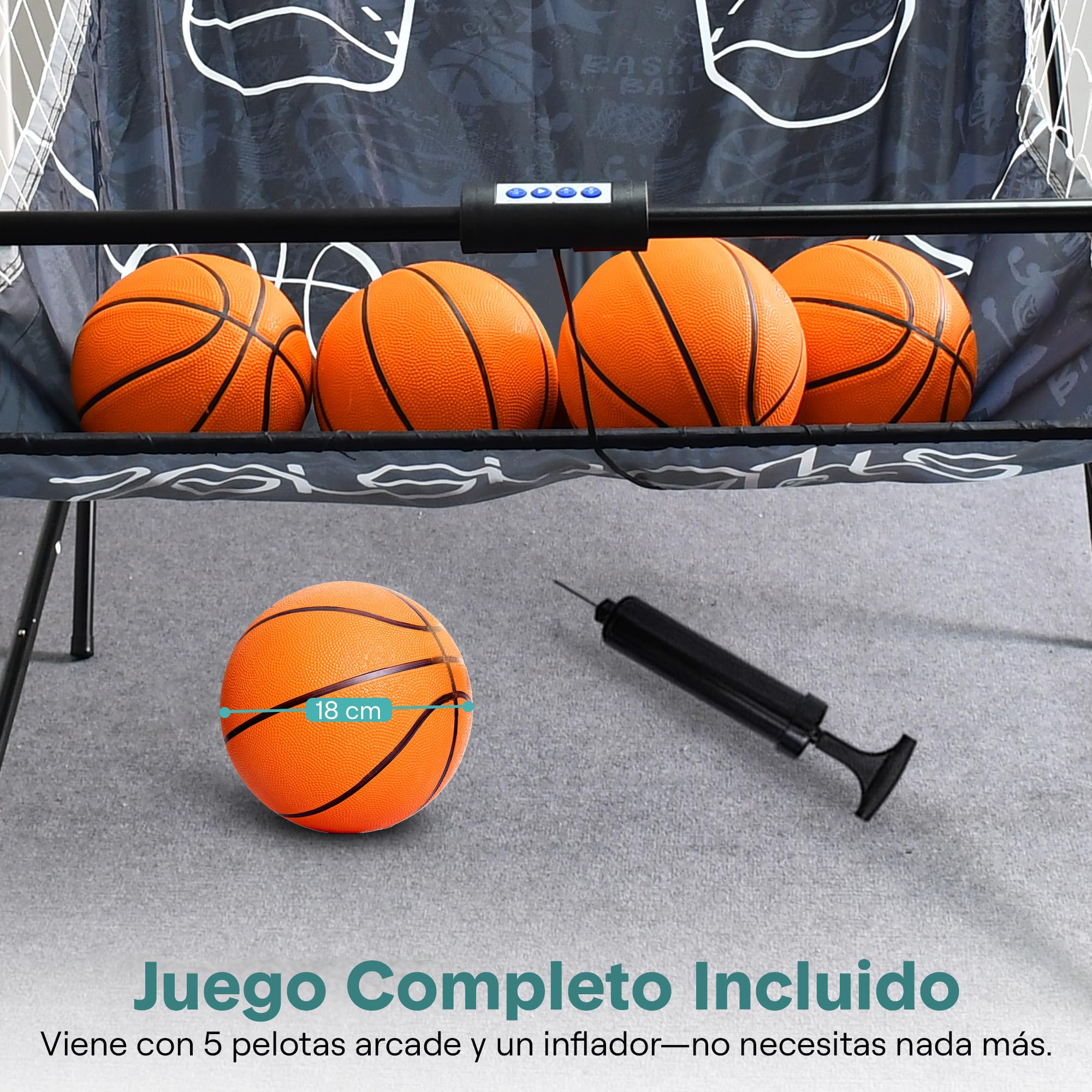 SereneLife juego baloncesto, Marcador LED digital, Plegable, Para niños y Adultos, Ideal para interiores y exteriores