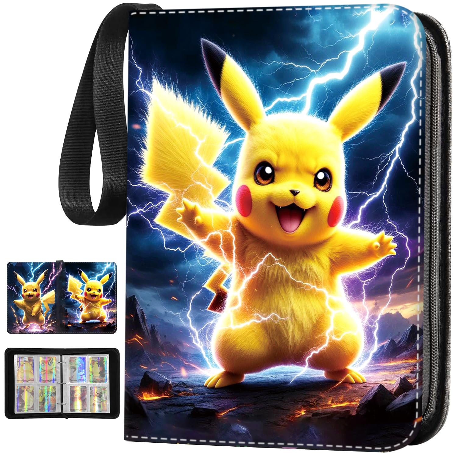 Sammelkarten Album, Tragbarer Karten Sammelalbum, 4 Taschen 50 Seiten 400 Karten Kapazität, Geeignet für alle Standard-Typkarten, Geschenk für Jungen und Mädchen.f4