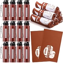 Reallnaive 24 Pcs Sports Water Bottle Cooling Towel Set Include 12 Reusable Sports Squeeze Water Bottle 12 Ice Towel Breathable 40"x12" Cooling Towels for Soccer Team Gift (Football)