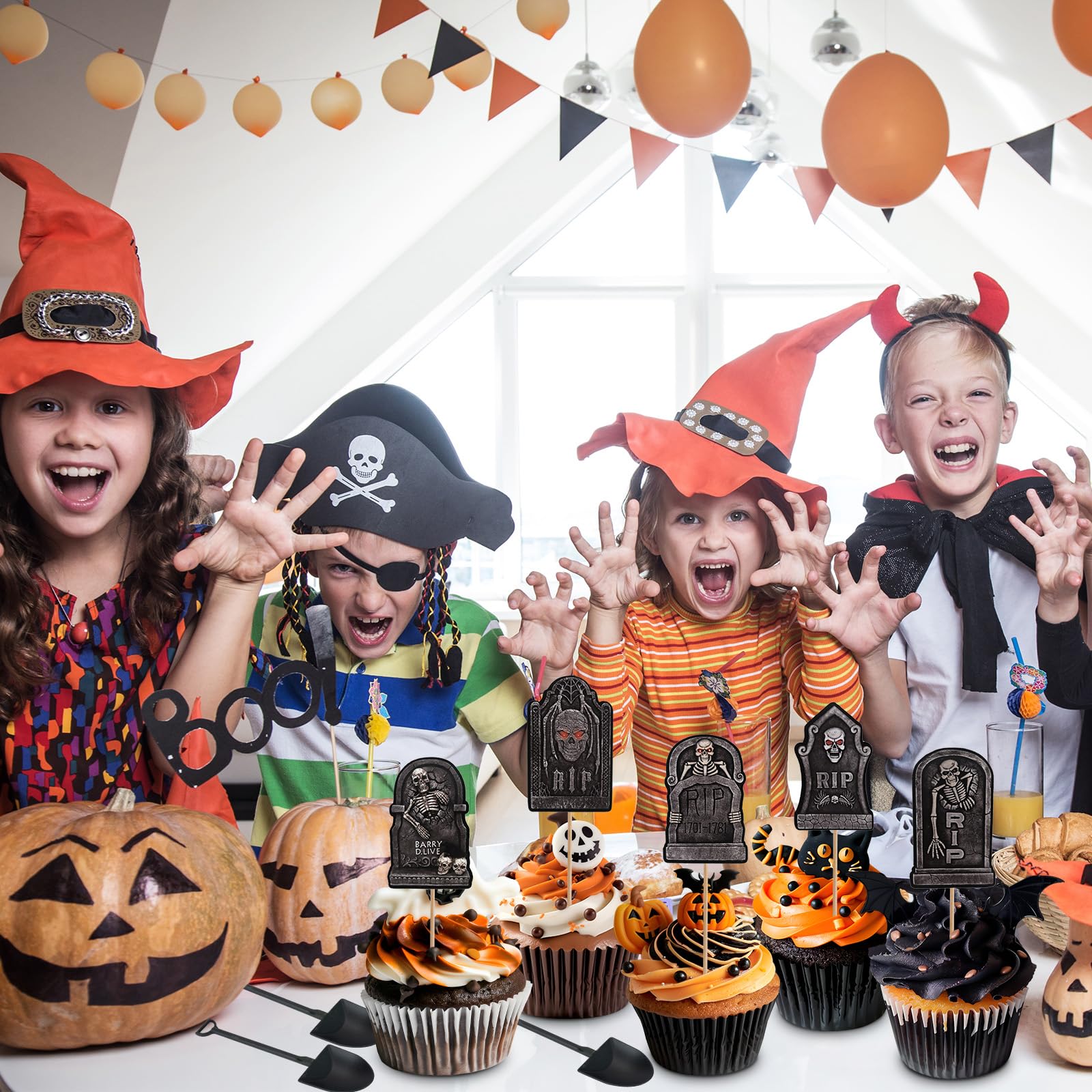 TUPARKA 54 Pcs Halloween Cupcake Toppers Wrappers Halloween Araignée