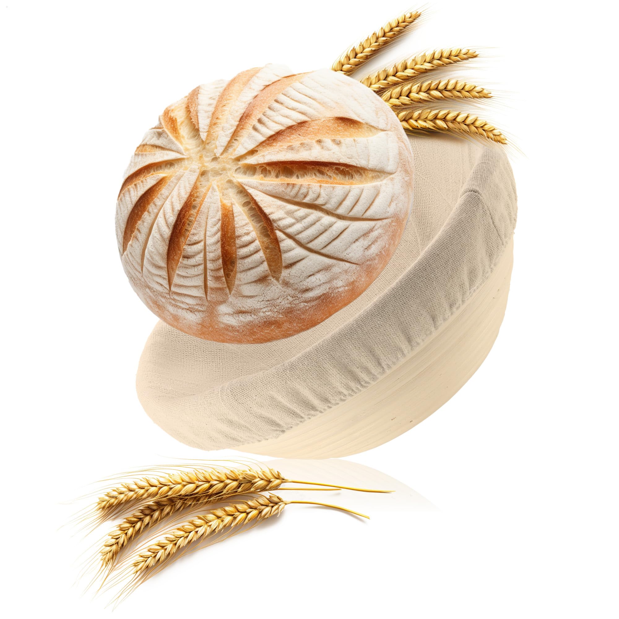 Robin Goods® Gärungskorb mit waschbarem Leineneinsatz - Gärkörbchen aus natürlichem Peddigrohr - Brotkorb zum Brotbacken - runde Brotform - Bäckerleinen (Gärkorb rund - 1 Stück)