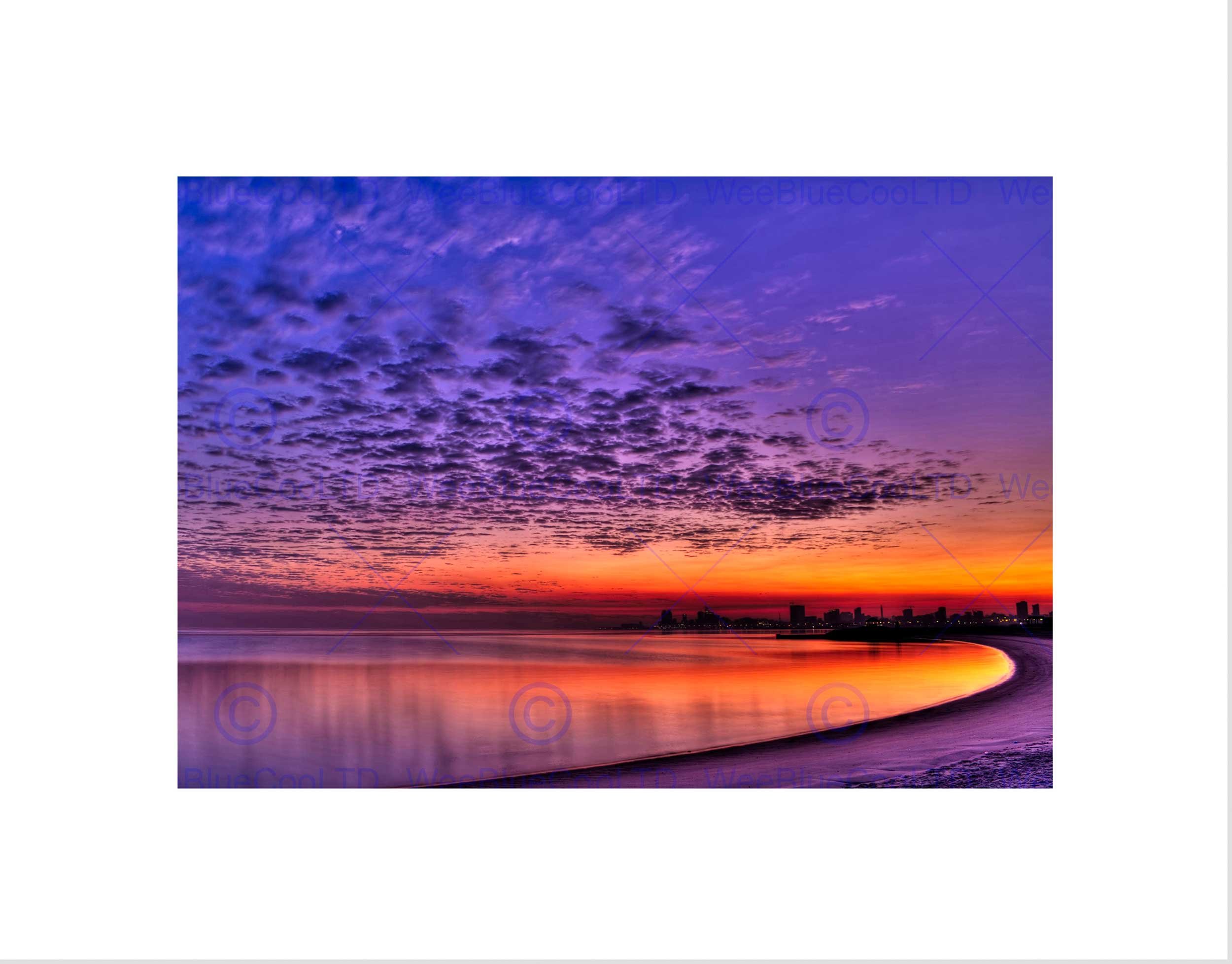 Wee Blue Coo Orange Purple Seascape Beach Sunset Picture Wall Art Print