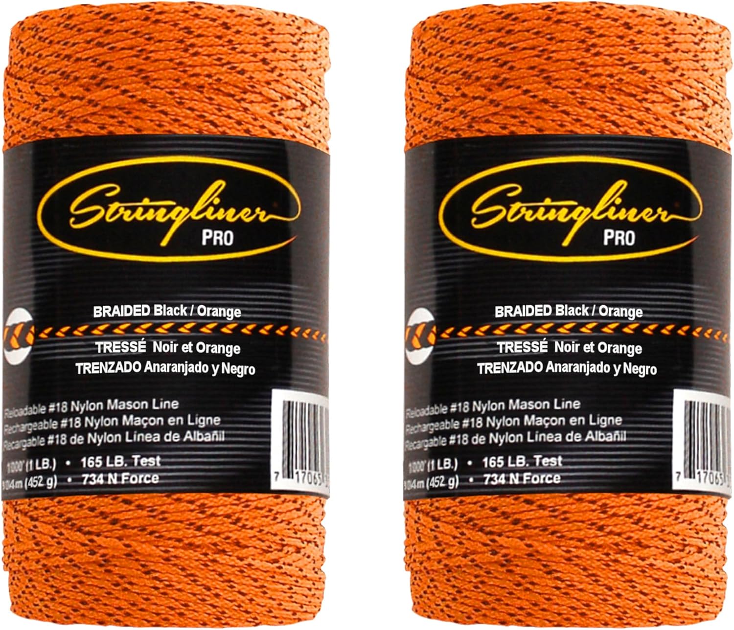 35796 Bonded Mason’s Line Replacement Rolls – 1 Lb. #27 Construction Replacement Roll Braided Black/Orange 640'. (2 Pack)