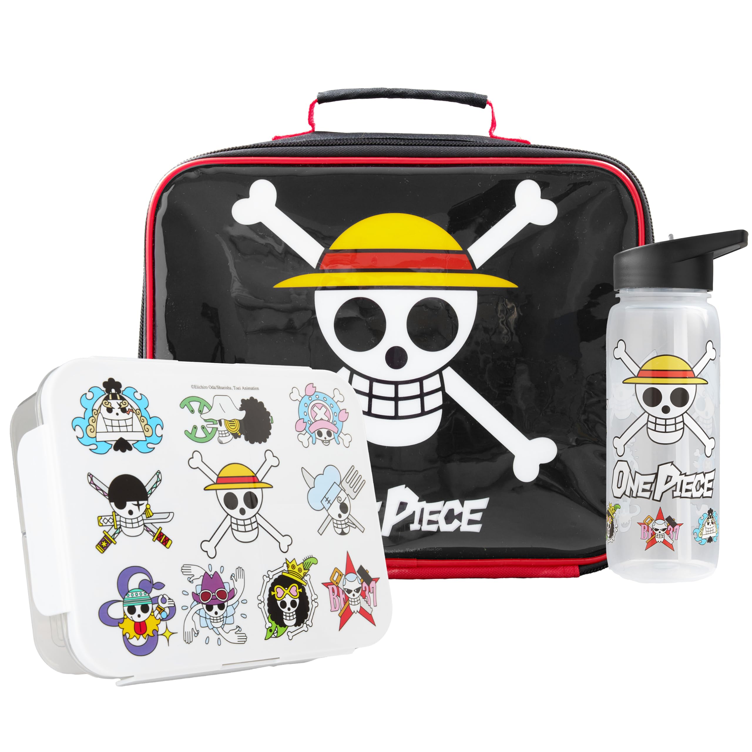 Get Trend One Piece Kids Insulated Lunch Bag Set, 3Pc Bento Lunch Box, 640ml BPA-Free Water Bottle & Food Carrier for School, Travel, Picnic, Gifts for Boys (Multi One Piece)