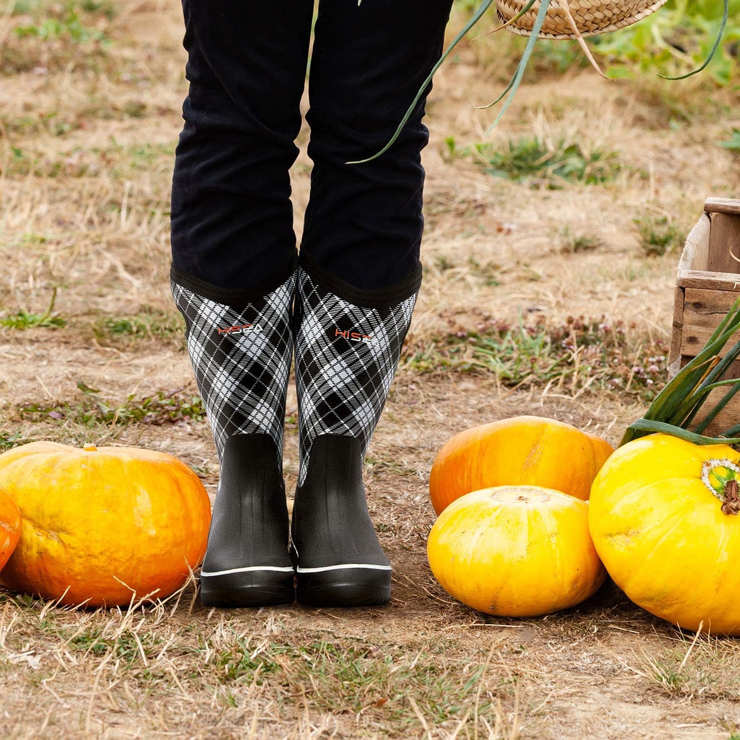 HISEA Women Mud Boots, Neoprene Rubber Garden Shoes Waterproof Mid Calf Rain Boots for Outdoor - Image 2