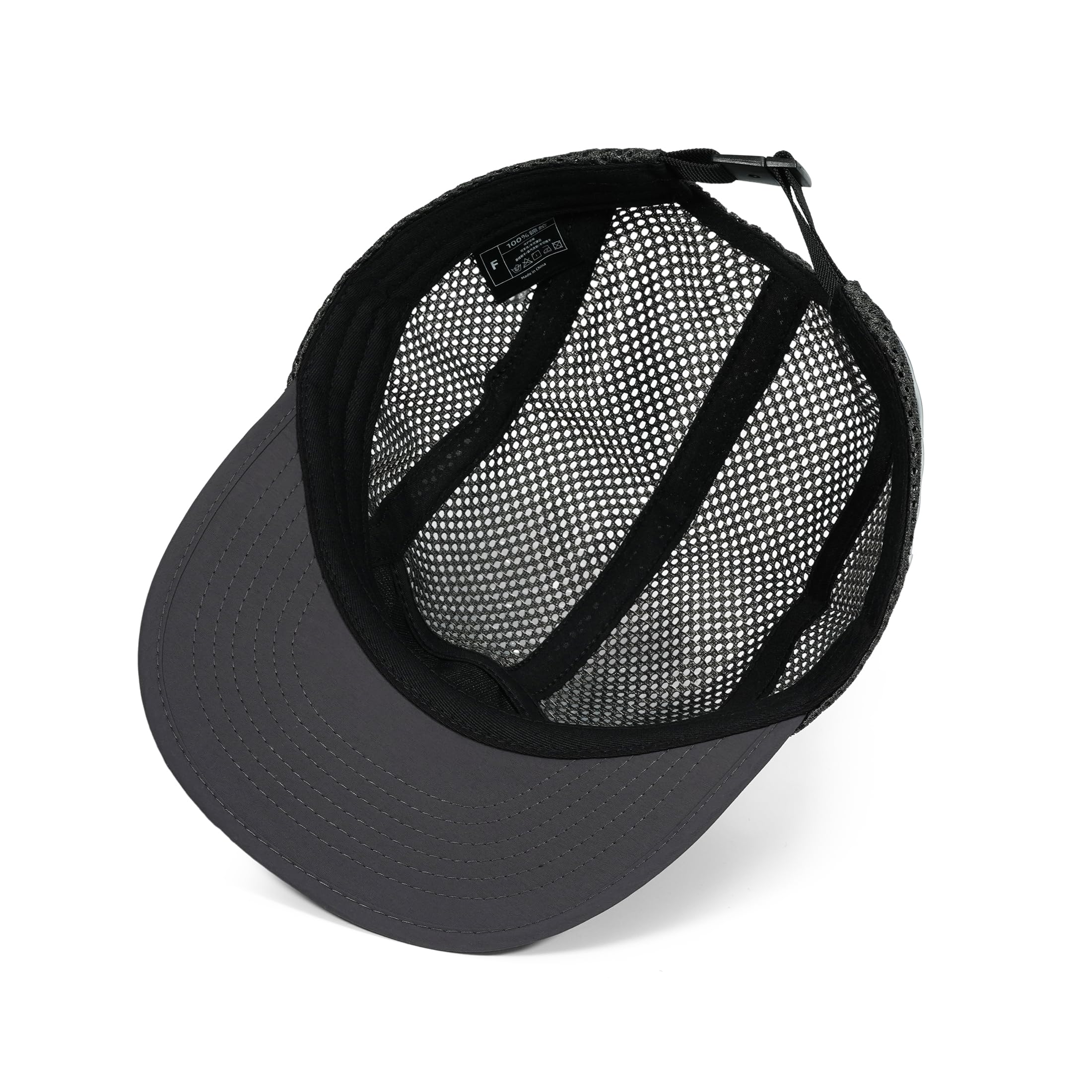 Croogo Cappello da baseball regolabile in rete a 5 pannelli, leggero, traspirante, ad asciugatura rapida, stile hip hop, cappello piatto, Asbh02-grigio scuro, Taglia unica