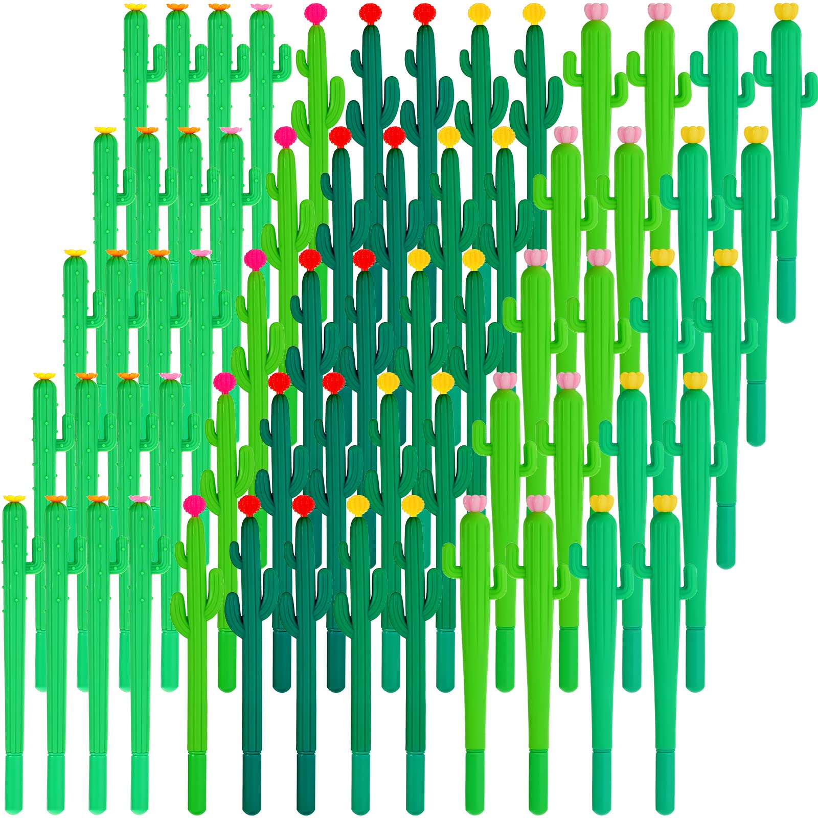 Handepo 100 Pcs Cactus Pens Cactus Shaped Roller Ball Flower Ballpoint Cute Writing Black Gel Ink Pens Office Students Gift(Funny)