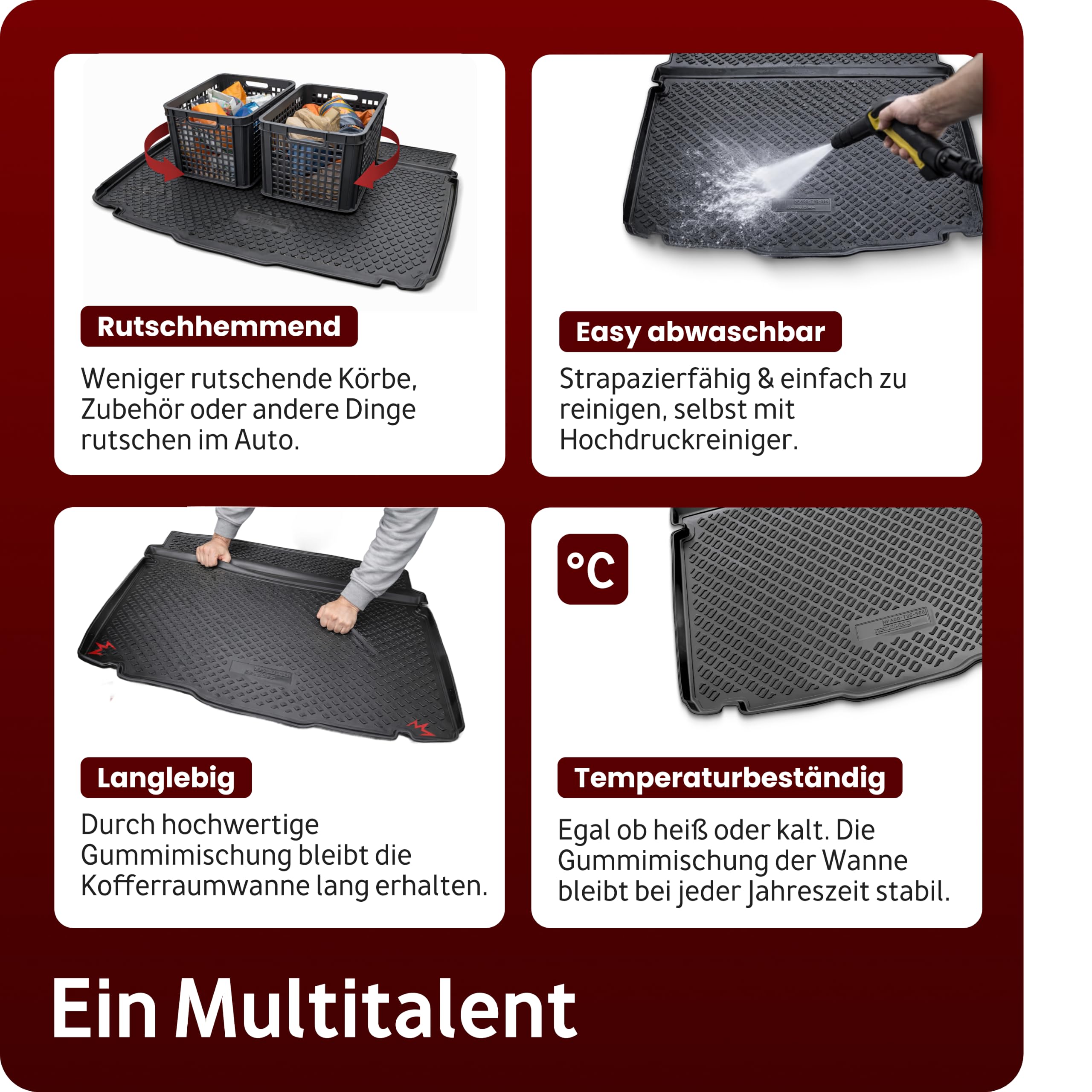 RECAMBO Kofferraum Schutzmatte passend für Opel Mokka B | BJ ab 2021-3D Gummi Kofferraumwanne/Laderaumwanne | Kofferraummatte mit hohem Rand | rutschfest | robust | abwaschbar