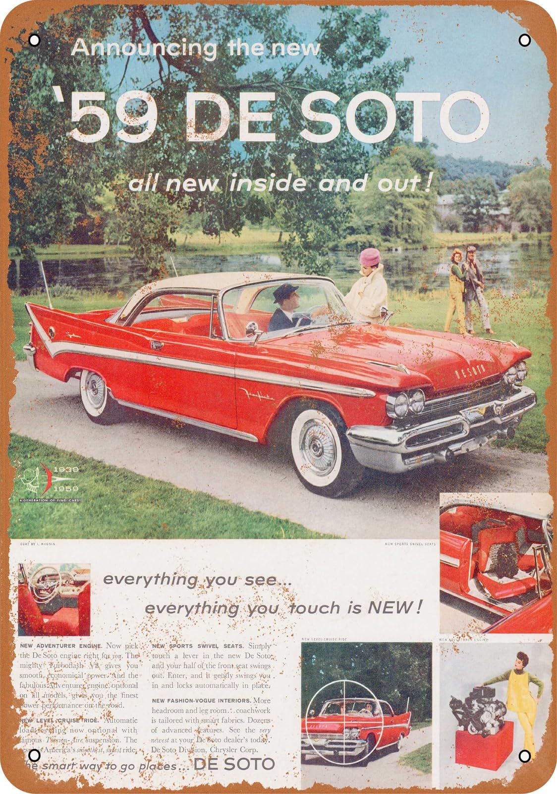 Miaomansenstore Metal Sign - 1959 De Soto Automobiles - Vintage Look Home Decor