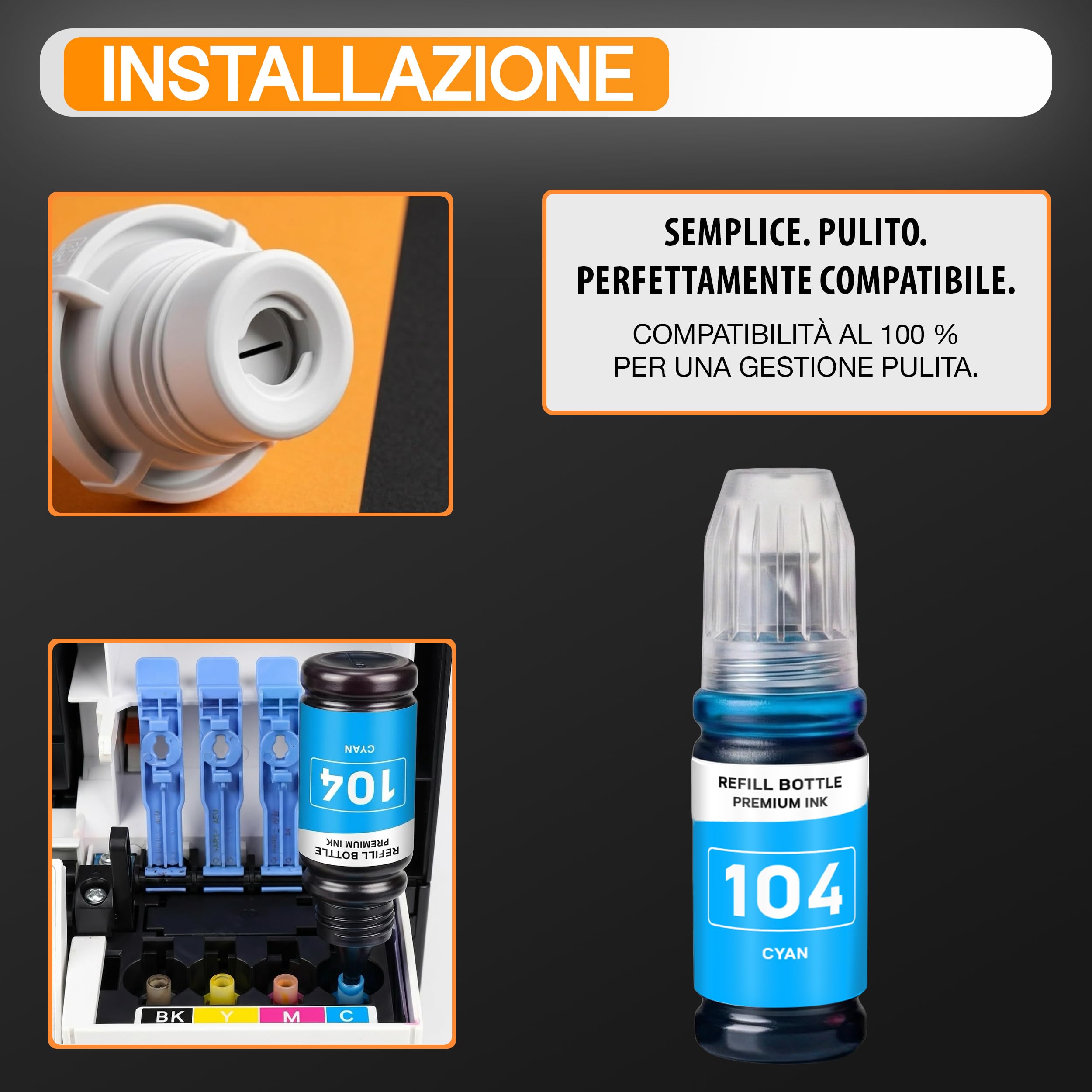 Supply Guy Inchiostro 104 compatibile con Epson 104 Flaconi di Inchiostro per EcoTank ET-4800 ET-2812 ET-2871 ET-2870 ET-2810 ET-2811 ET-2815 ET-2821 ET-2710 ET-2711 (Multipack 5)