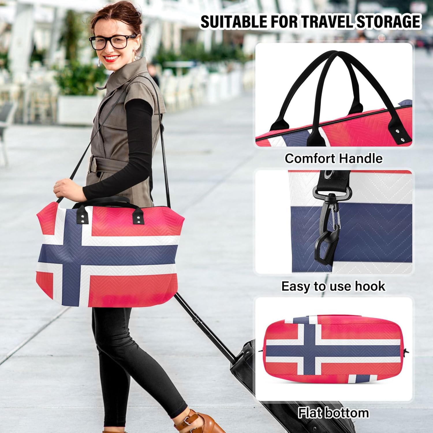 旅行&amp;メイクアップポーチ用ダッフルバッグ 2個セット、モダンな女性用荷物ジムバッグ、ウィークエンダーキャリーオンダッフルブー