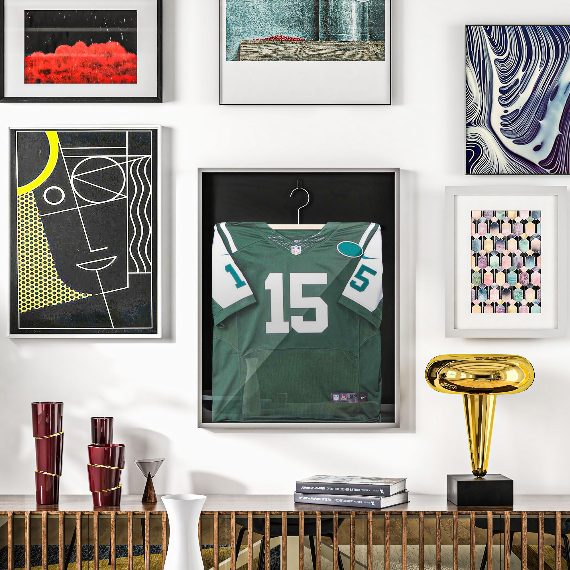HOMCOM Frame Box T-Frame Cadre pour Maillot en Aluminium et Acrylique Protection UV, 70 x 90 cm