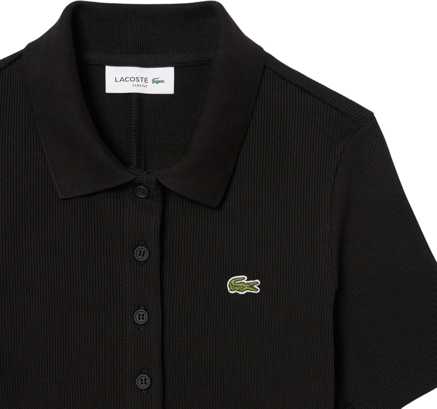 Lacoste Womens Long Ribbed Cotton Polo Dress - Image 7