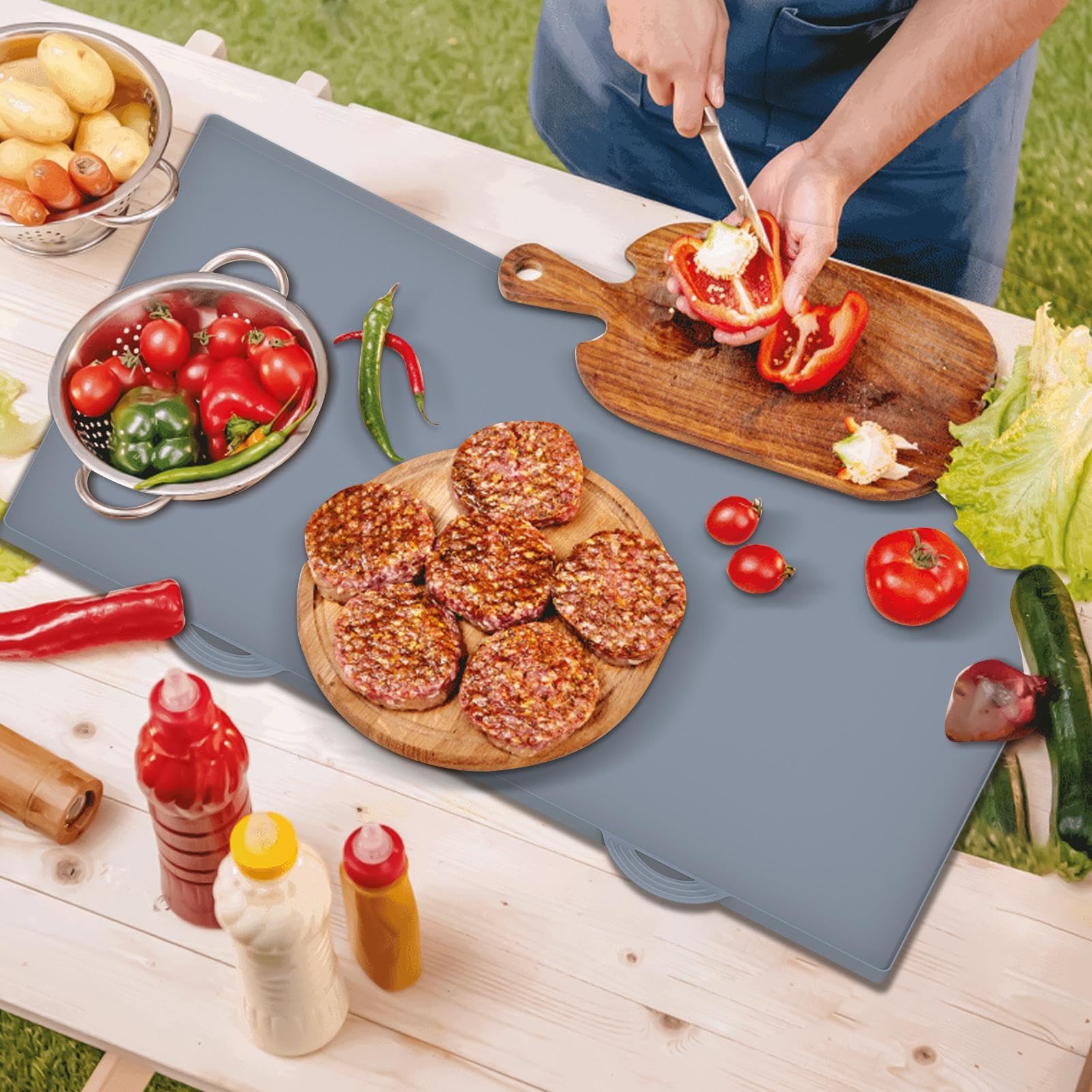 FANGZ Silikon-Backmatte,Silikon-BBQ-Ofeneinlagen | Wiederverwendbare Grill | Backmatten, antihaftbeschichtet unter der Grillmatte, Grillzubehör für Camping, Heimgebrauch, Picknick