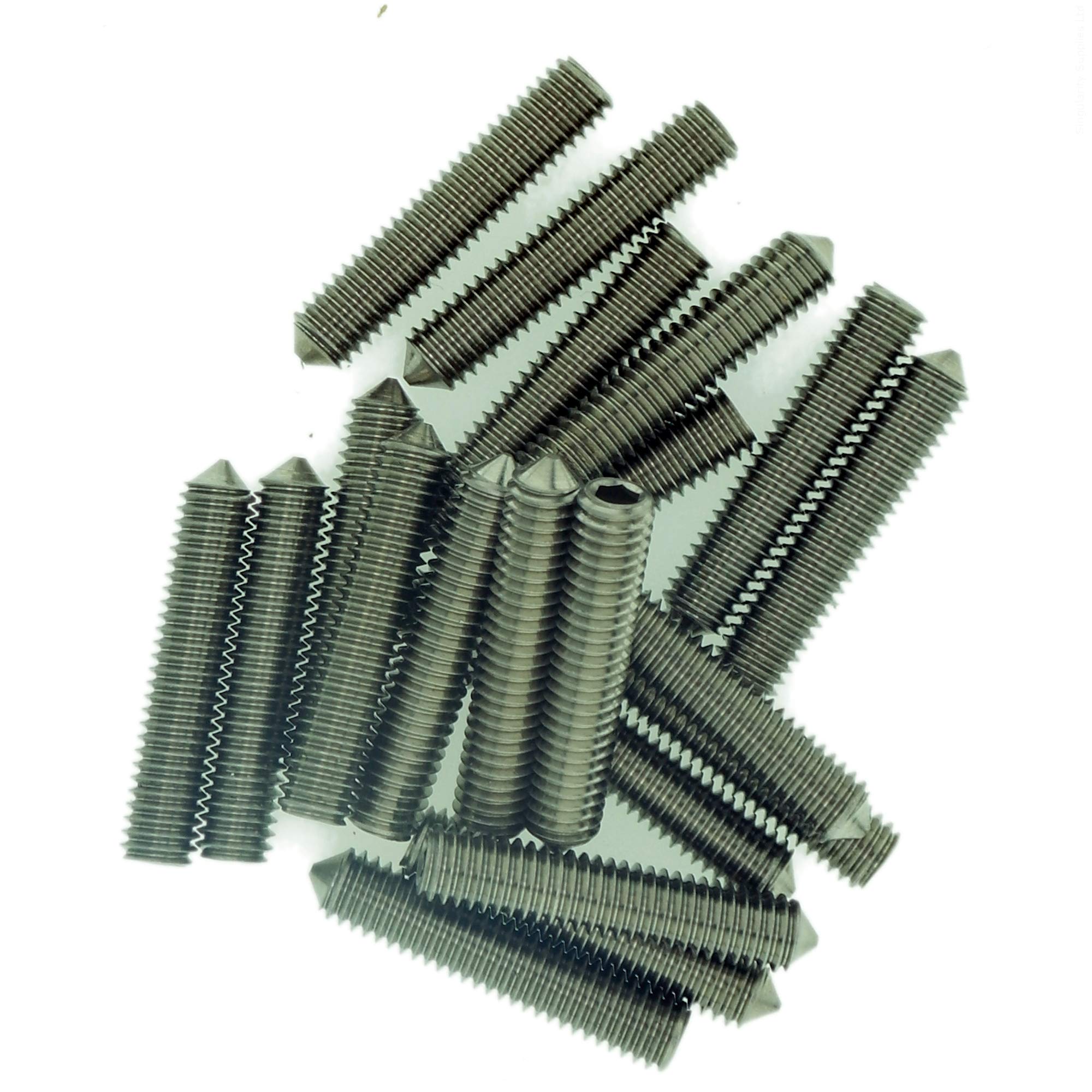 Singularity Supplies M2 (2Mm X 8Mm) Hex Socket Grub Screw (Cone Point) - Stainless Steel (A2) (Pack Of 20)