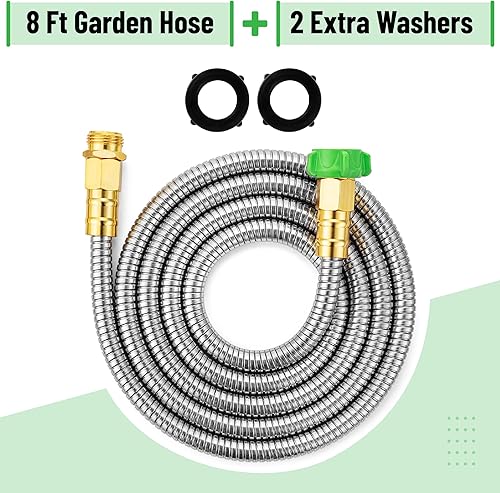 Miniatura 2 de UNCO - Manguera de metal de acero inoxidable, 8 pies, sin torceduras, manguera de jardín de metal