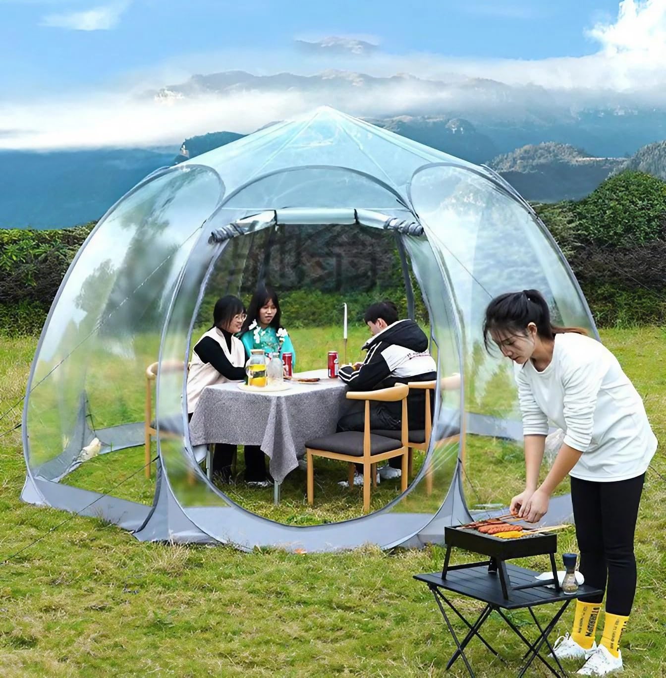 Kuppelzelt Transparentes Bubble Zelt, PVC Igluzelt 3 M / 3.6 M, Pavillon Wasserdicht Stabil Winterfest, Bubble House für Party, Camping, Familien, Balkon Gewächshaus, Angel, Faltbar(L:3m H:2.2m) Sport & Freizeit