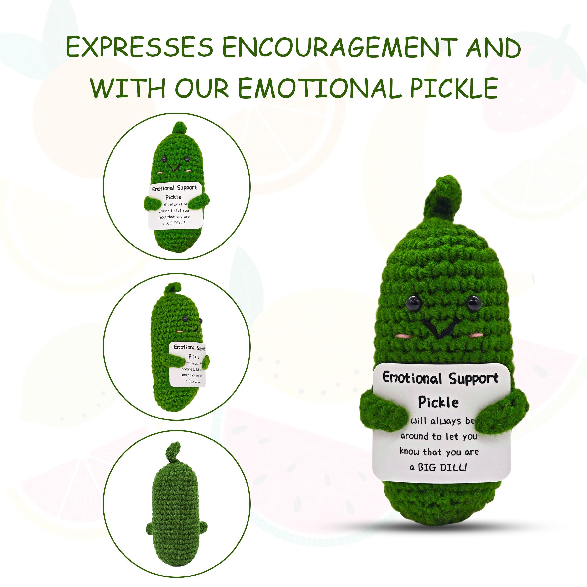Emotional Encouraging Support Pickle,Funny Encouraging Pickle with Emotional Encouraging Card,Cute Knitted Crochet Dolls Soft Plush for Friend Gifts(Emotional Pickle) - Image 4