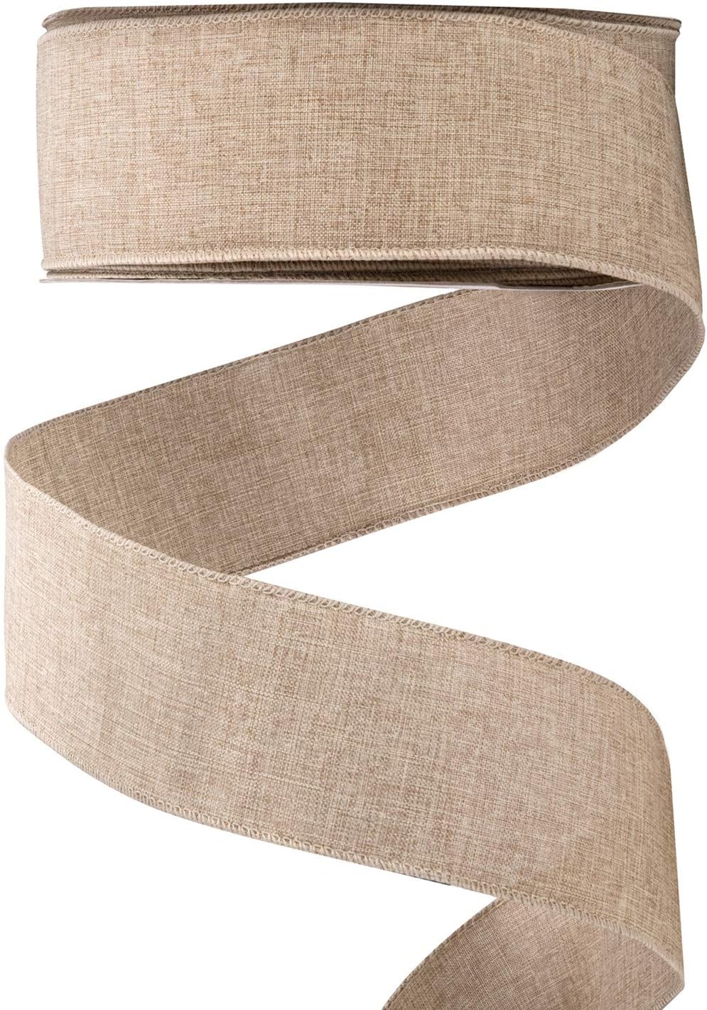 iPEGTOP Linen Wired Edge Burlap Ribbon Fabric Natural Jute, 2-1/2 Inch X 50 Yards, for Arts & Crafts Homemade DIY Projects, Event Christmas Decorations