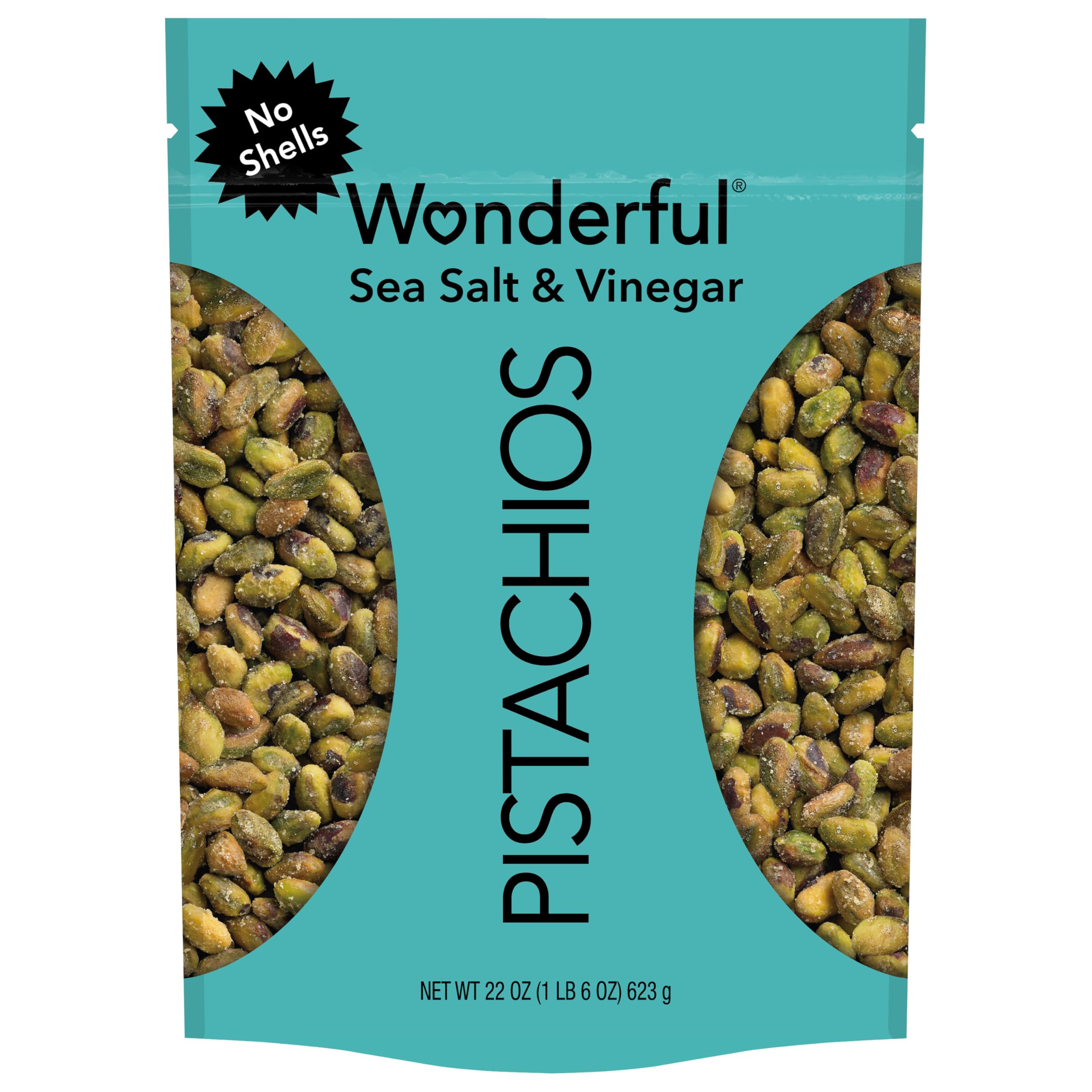Wonderful Pistachios No Shells, Sea Salt & Vinegar Nuts, 22 Oz Bag