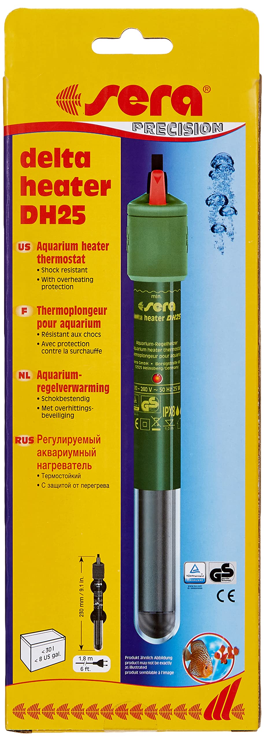 sera delta heater DH25 (25 W) – odporny na wstrząsy grzejnik o wyjątkowo smukłej konstrukcji z zabezpieczeniem przed przegrzaniem