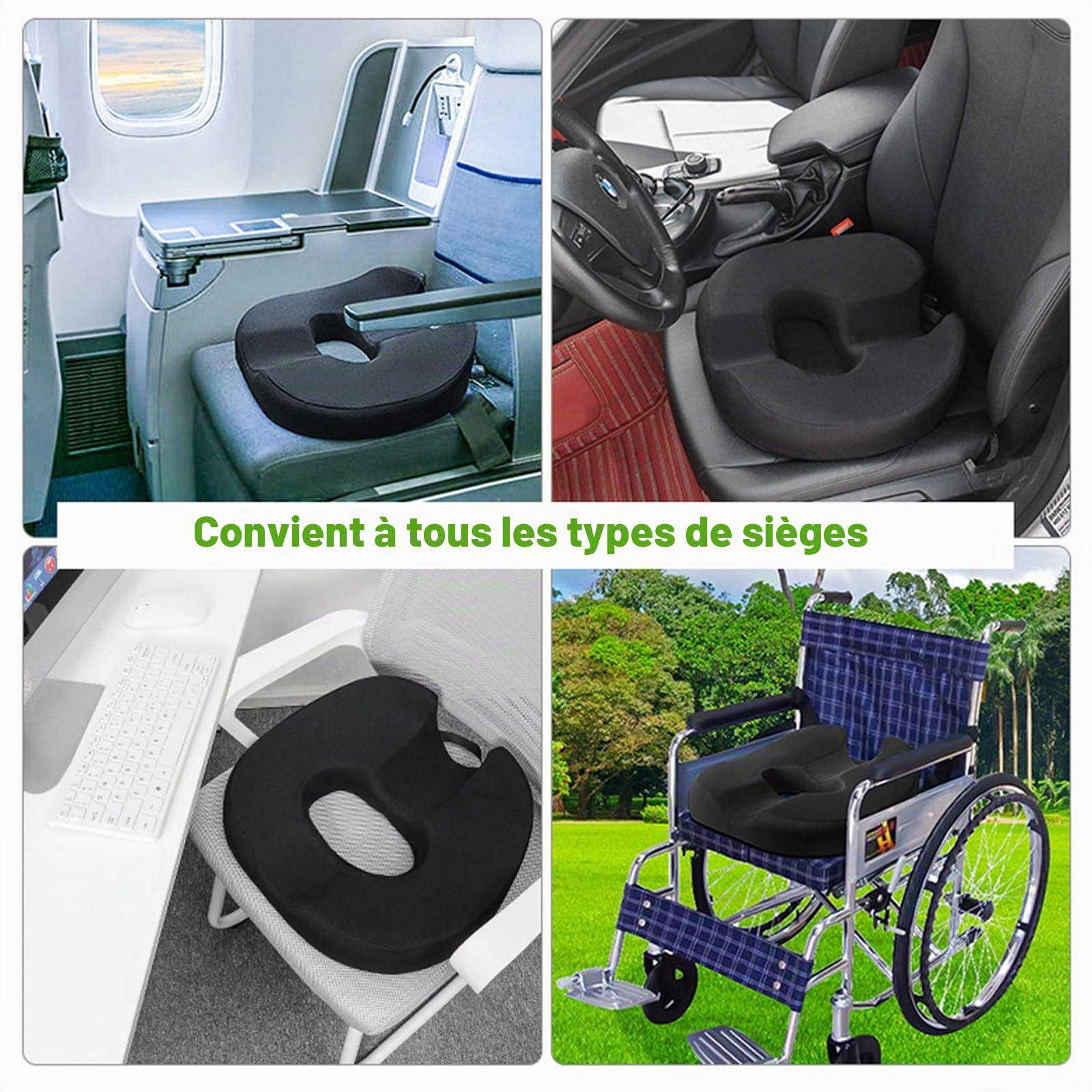 Coussin en forme de donut pour le coccyx, coussin de siège pour prostate, sciatique, plancher pelvien, ulcères de pression, grossesse, chirurgie périnéale, coussin de chaise en mousse à mémoire de