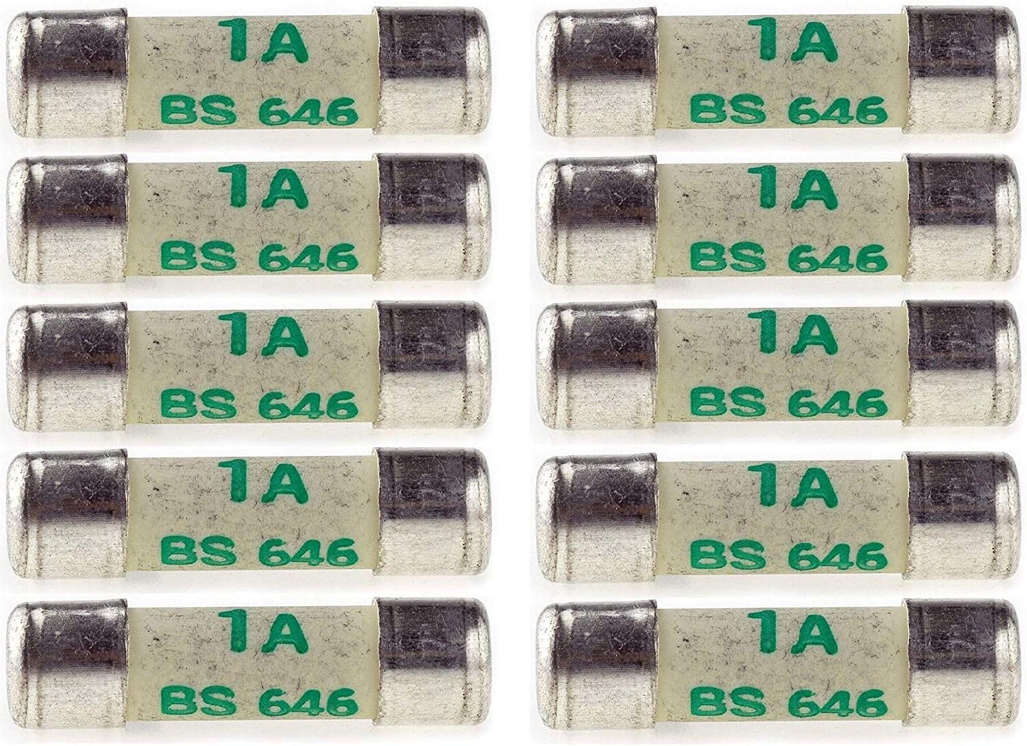 10 X 1 AMP SHAVER FUSES BS646 1AMP MINI FUSE 20MM X 5MM