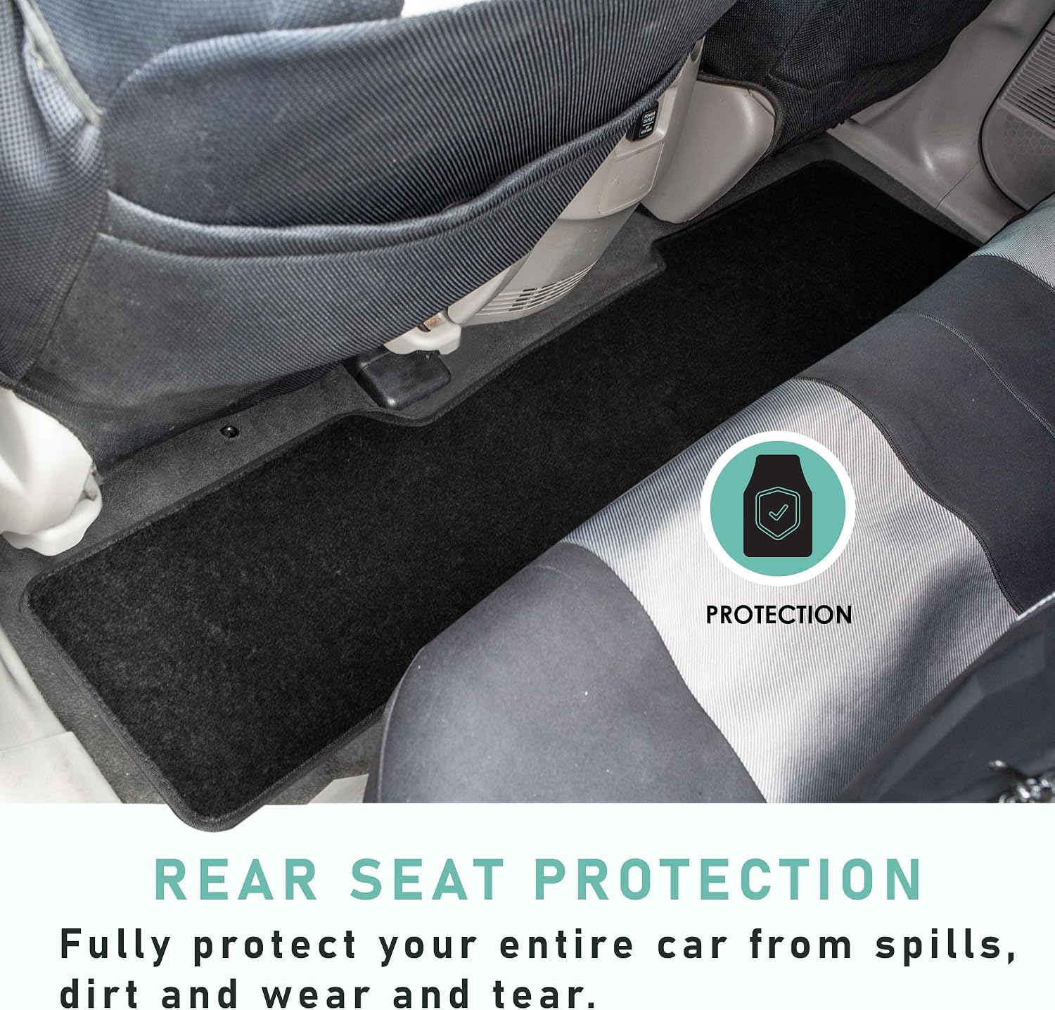 FH Group Automotive Floor Mats Black Carpet Floor Mat for Mini Van and Cars, Universal Fit, All Purpose Car Floor Mats, Carpet Protector Mat for Most Sedan, SUV, Truck Floor Mats, Rear Set