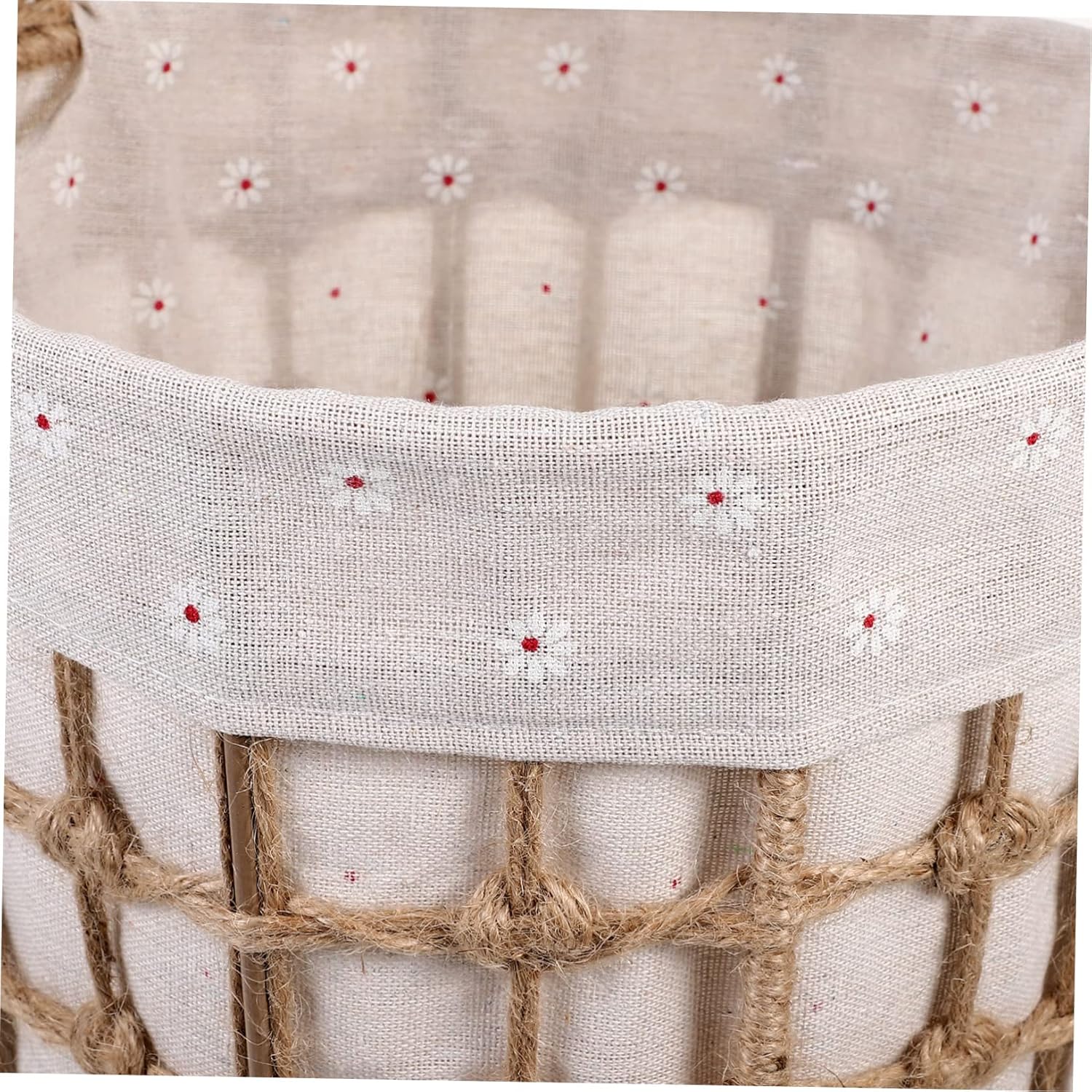 Luxshiny Small Woven Storage Basket with Liner Hand Woven Storage Bin for Organizing Rustic Farmhouse Style Sturdy Natural Fiber for Nursery or Bathroom