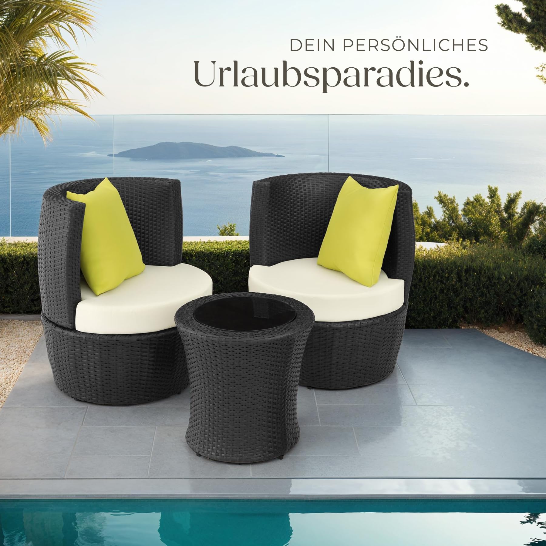tectake® Rattan Set 2 Personen, Balkonmöbel, Aluminium Gartenmöbel Set, Outdoor Sitzgruppe mit 2X... Ansicht 8